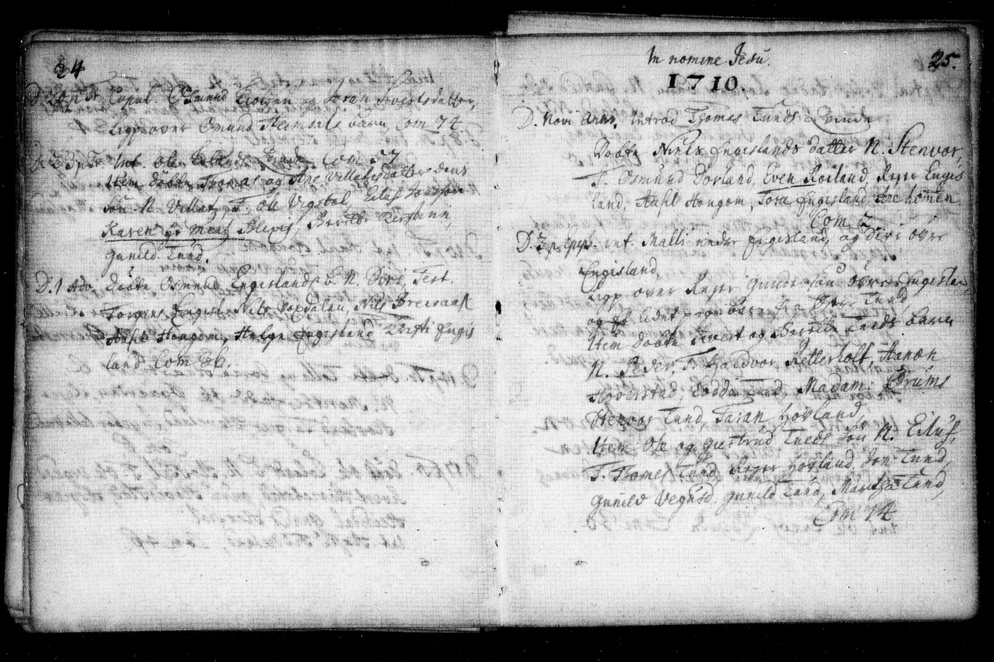 Herefoss sokneprestkontor, AV/SAK-1111-0019/F/Fa/Fab/L0001: Parish register (official) no. A 1, 1704-1779, p. 24-25