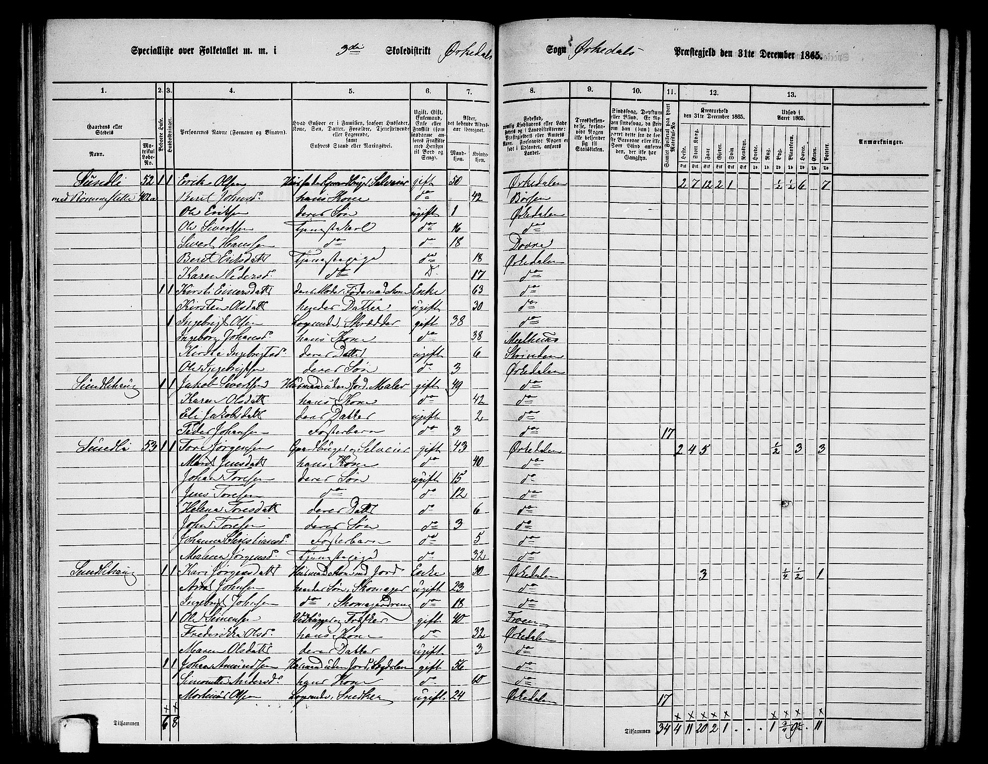 RA, 1865 census for Orkdal, 1865, p. 102