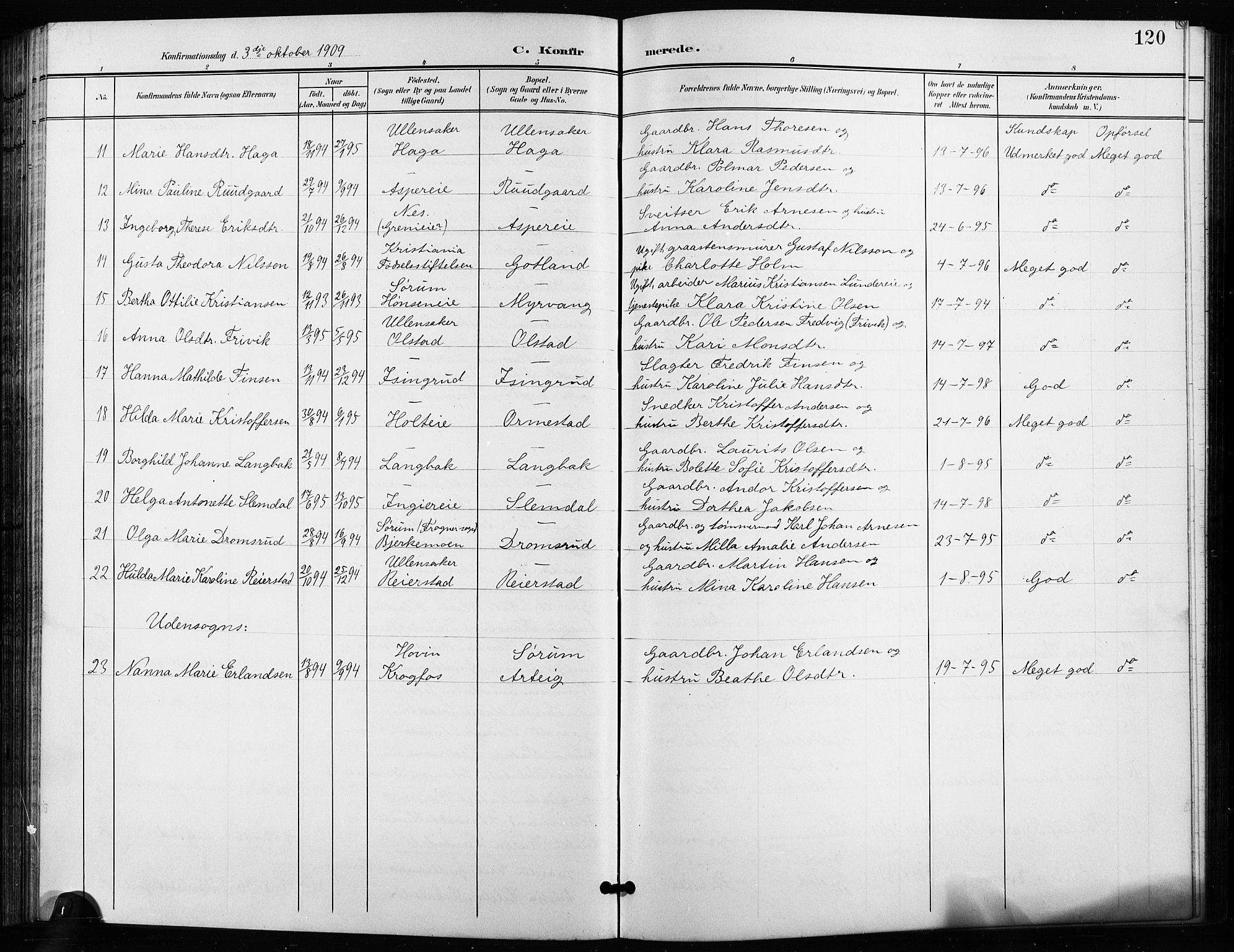 Ullensaker prestekontor Kirkebøker, SAO/A-10236a/G/Ga/L0002: Parish register (copy) no. I 2, 1901-1913, p. 120