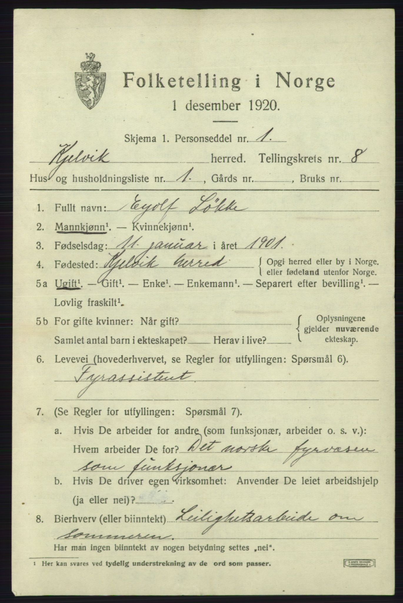 SATØ, 1920 census for Kjelvik, 1920, p. 6425