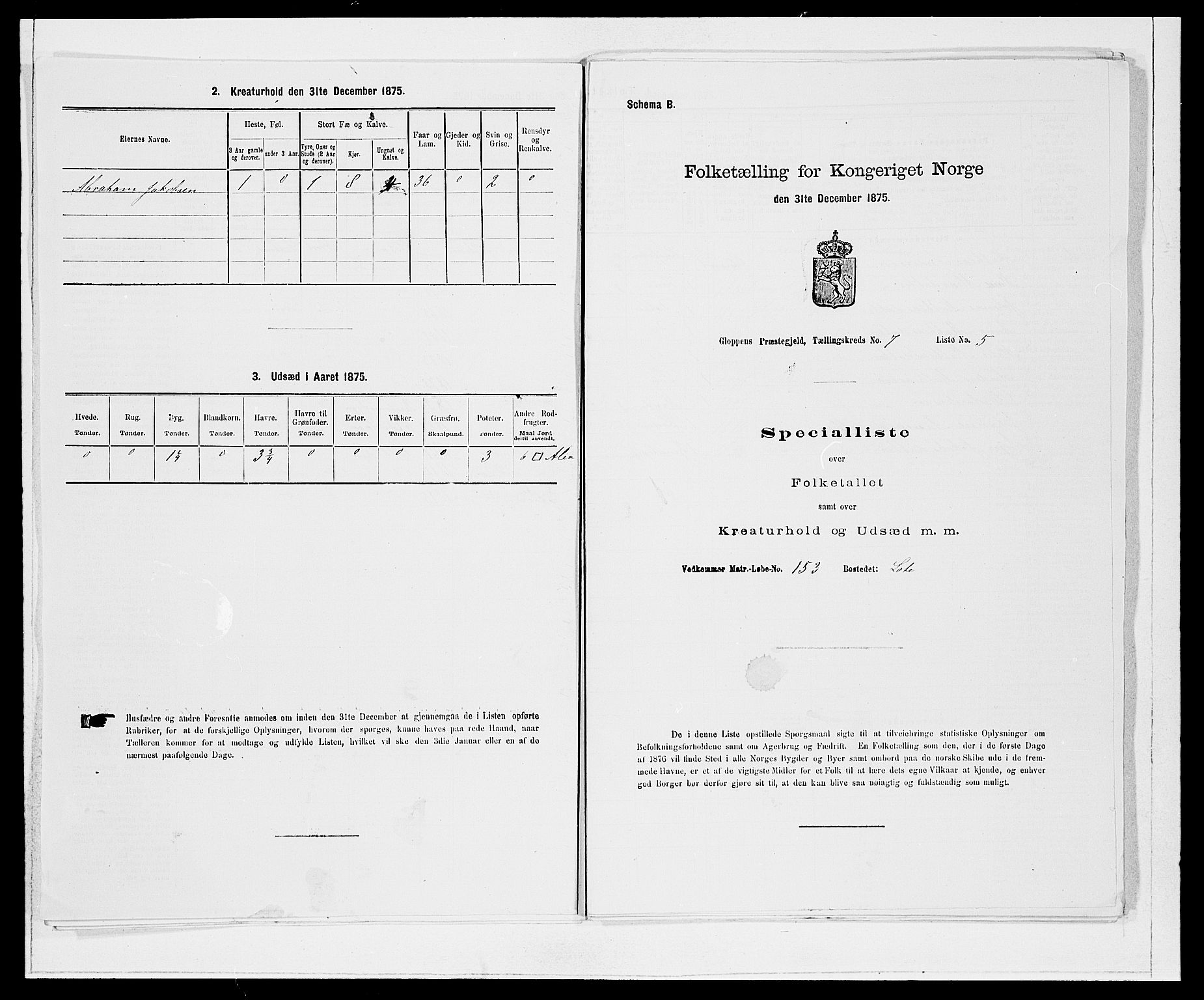 SAB, 1875 Census for 1445P Gloppen, 1875, p. 778