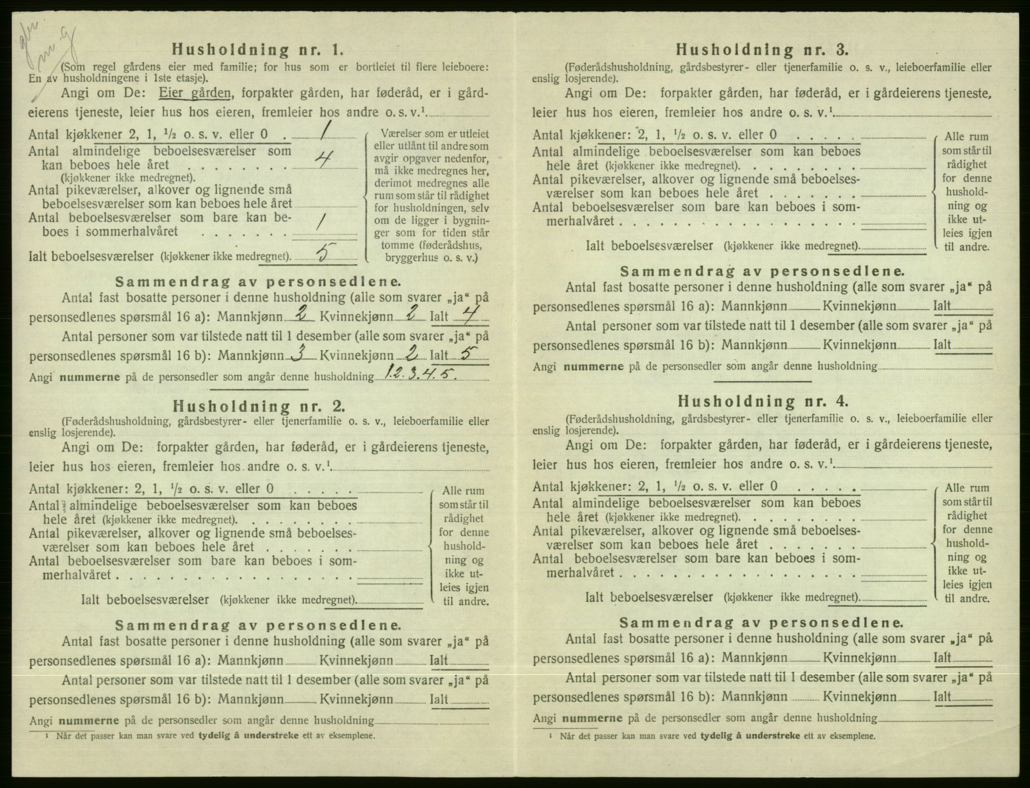 SAB, 1920 census for Voss, 1920, p. 2752