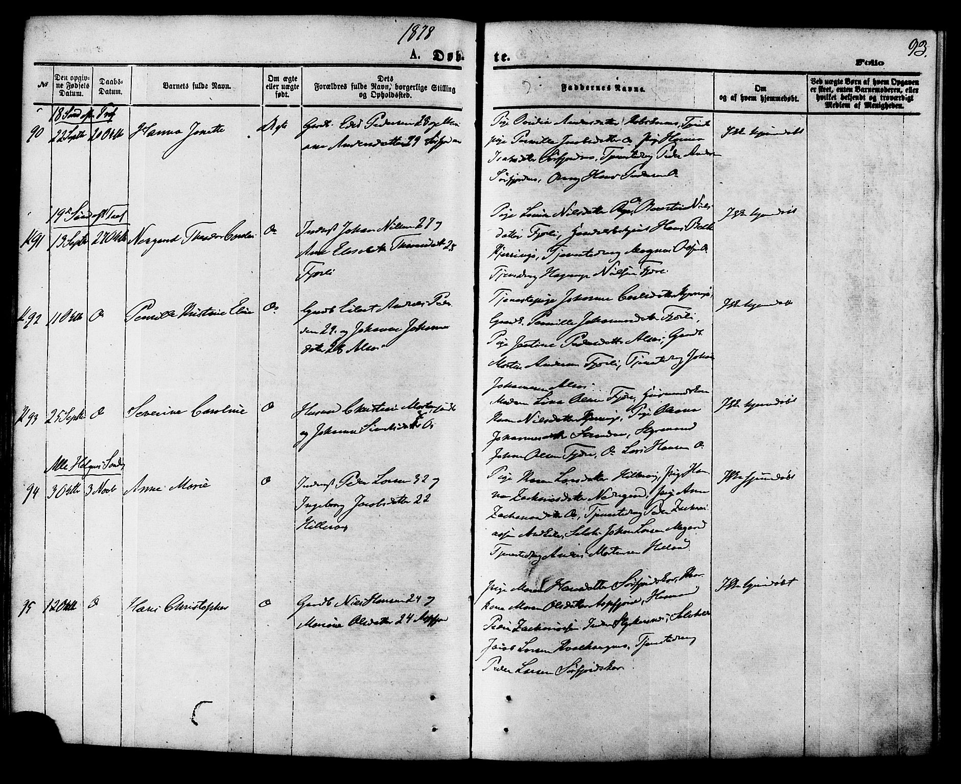 Ministerialprotokoller, klokkerbøker og fødselsregistre - Nordland, AV/SAT-A-1459/853/L0771: Parish register (official) no. 853A10, 1870-1881, p. 93