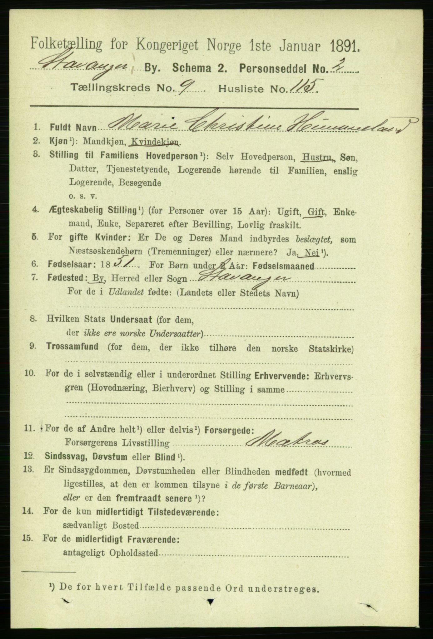 RA, 1891 census for 1103 Stavanger, 1891, p. 13701