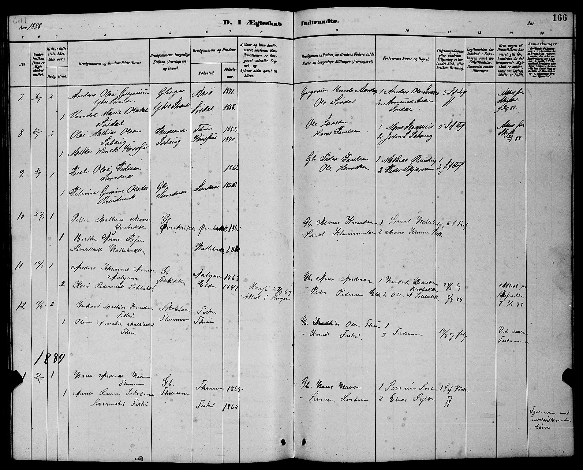 Ministerialprotokoller, klokkerbøker og fødselsregistre - Møre og Romsdal, AV/SAT-A-1454/501/L0017: Parish register (copy) no. 501C03, 1885-1901, p. 166