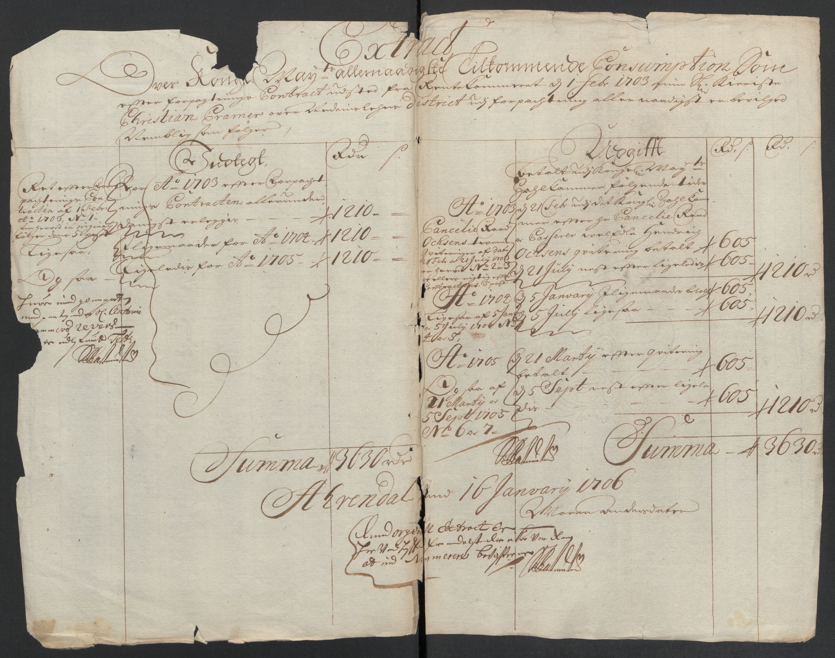 Rentekammeret inntil 1814, Reviderte regnskaper, Fogderegnskap, RA/EA-4092/R39/L2317: Fogderegnskap Nedenes, 1704-1705, p. 127