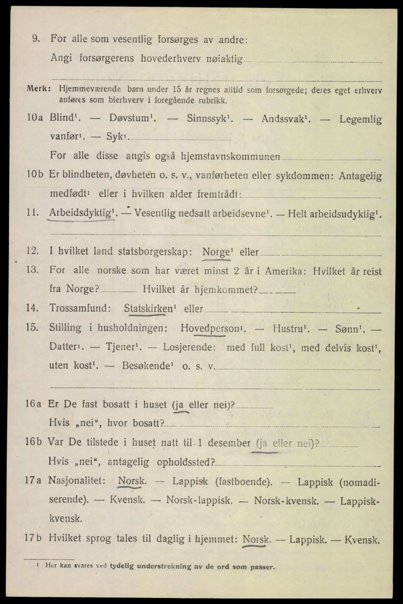 SAT, 1920 census for Hadsel, 1920, p. 9091