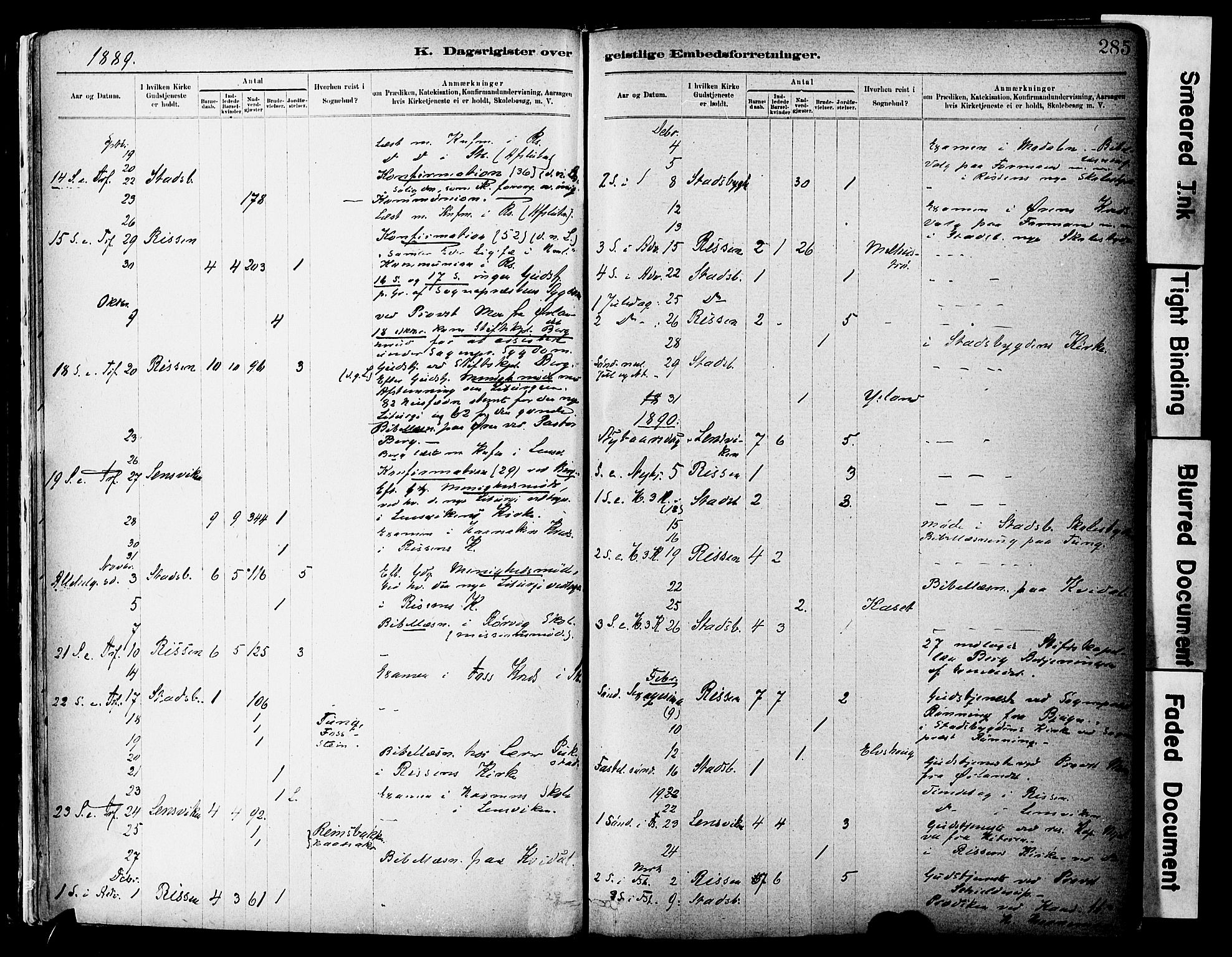 Ministerialprotokoller, klokkerbøker og fødselsregistre - Sør-Trøndelag, AV/SAT-A-1456/646/L0615: Parish register (official) no. 646A13, 1885-1900, p. 285
