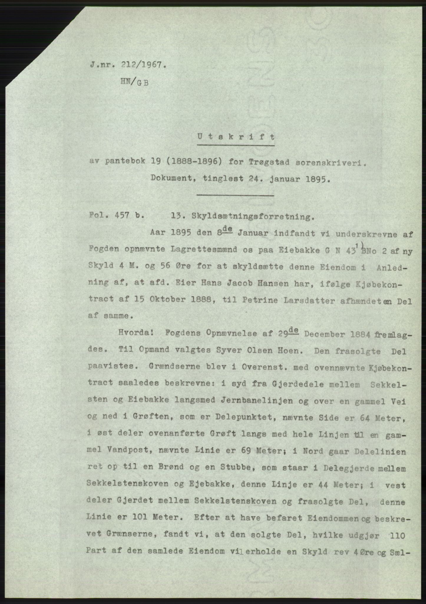 Statsarkivet i Oslo, AV/SAO-A-10621/Z/Zd/L0025: Avskrifter, j.nr 37-1147/1967, 1967, p. 73
