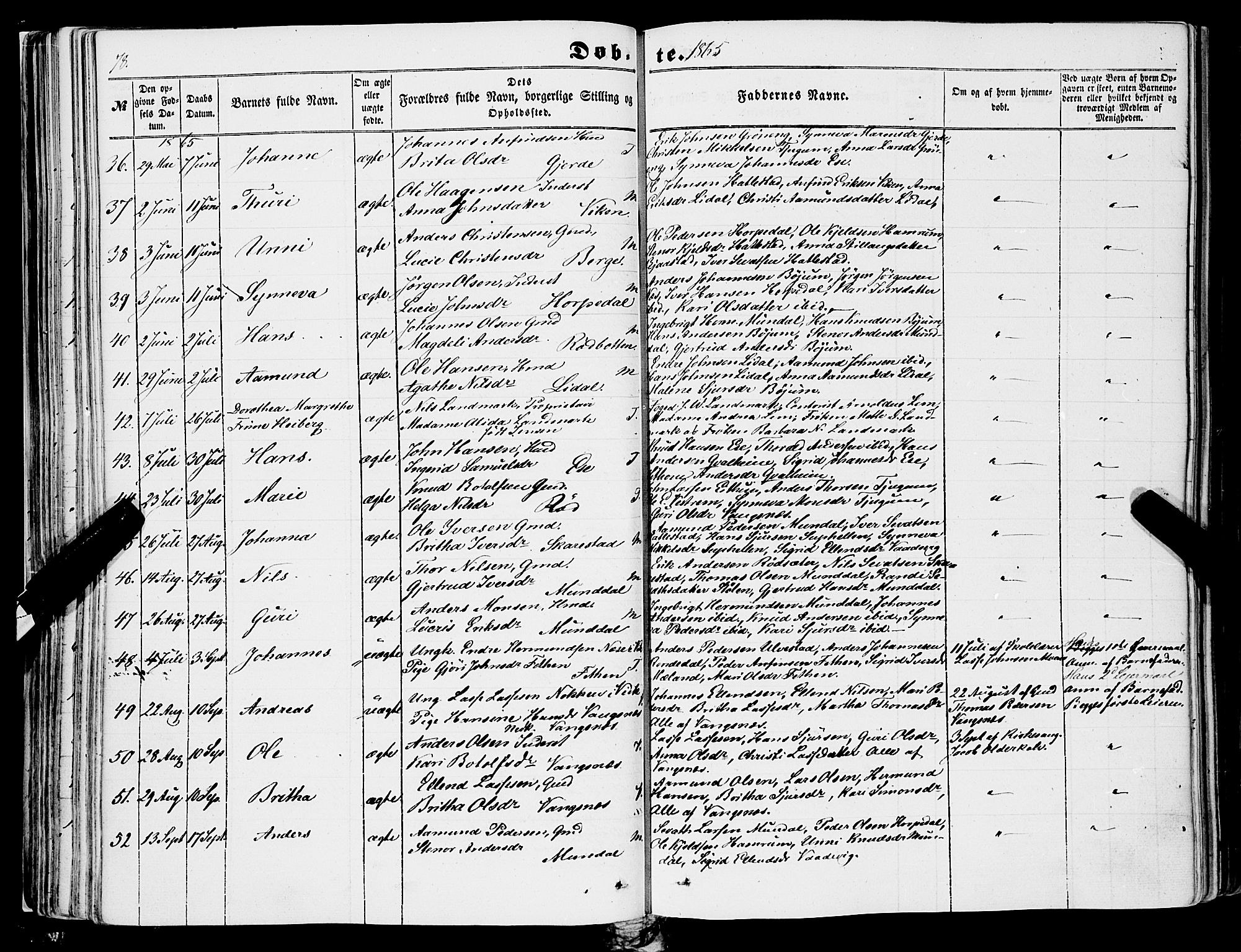 Balestrand sokneprestembete, AV/SAB-A-79601/H/Haa/Haaa/L0002: Parish register (official) no. A 2, 1847-1866, p. 78