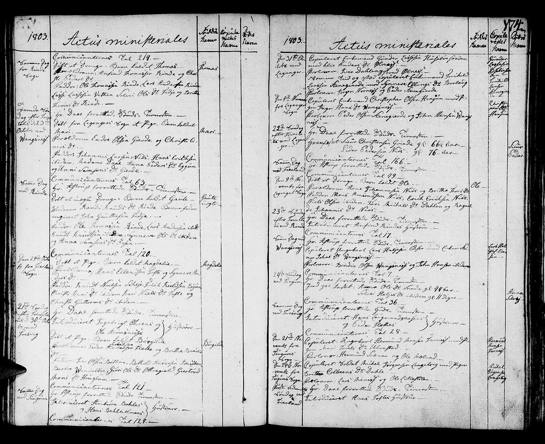 Leikanger sokneprestembete, AV/SAB-A-81001/H/Haa/Haaa/L0005: Parish register (official) no. A 5, 1792-1809, p. 174