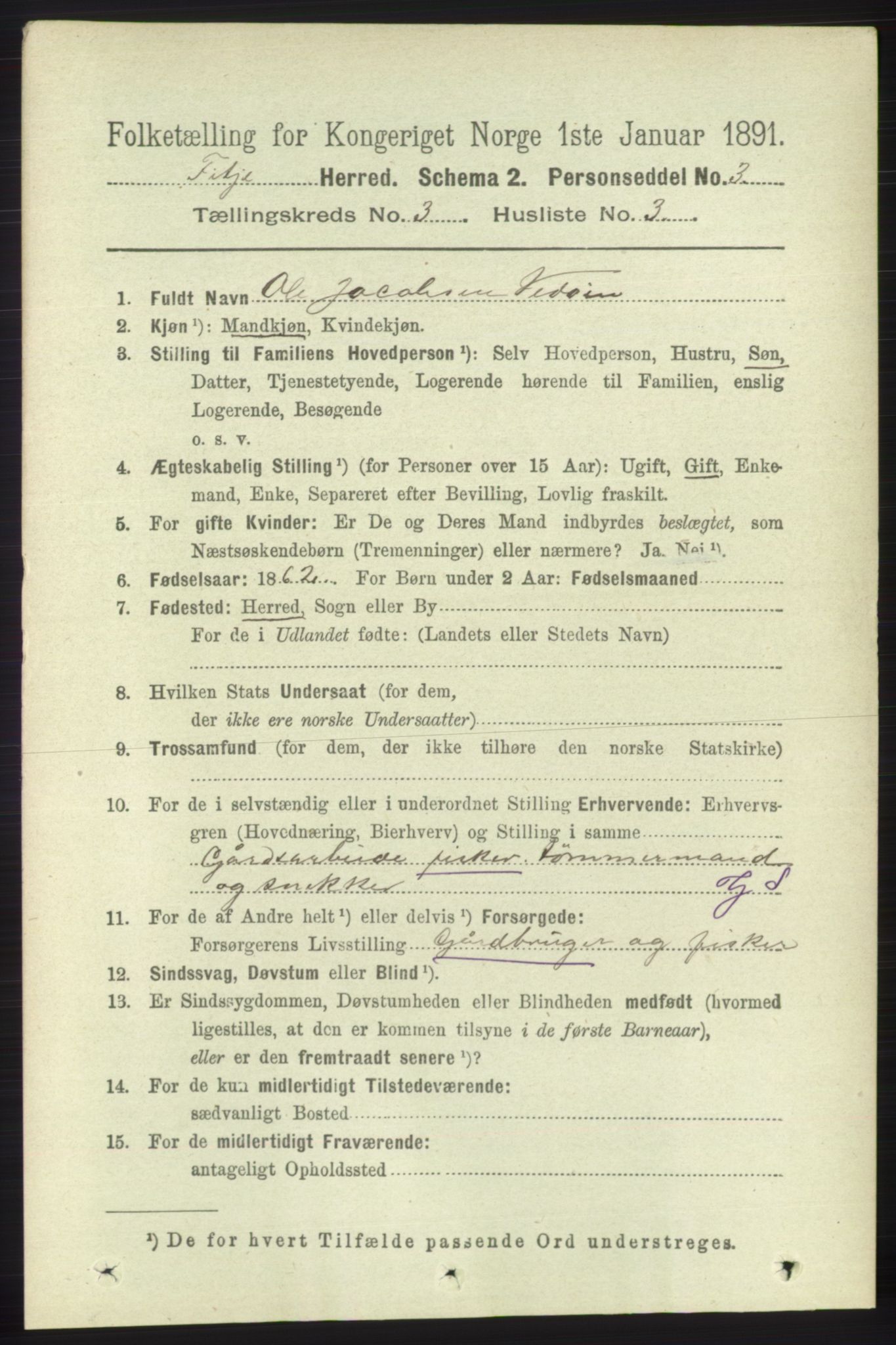 RA, 1891 census for 1222 Fitjar, 1891, p. 1027