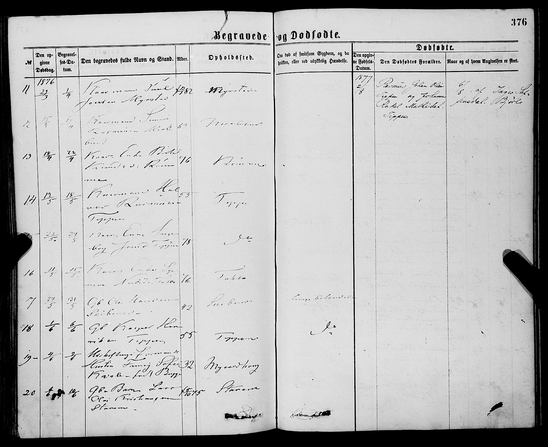 Eid sokneprestembete, AV/SAB-A-82301/H/Haa/Haaa/L0010: Parish register (official) no. A 10, 1867-1878, p. 376