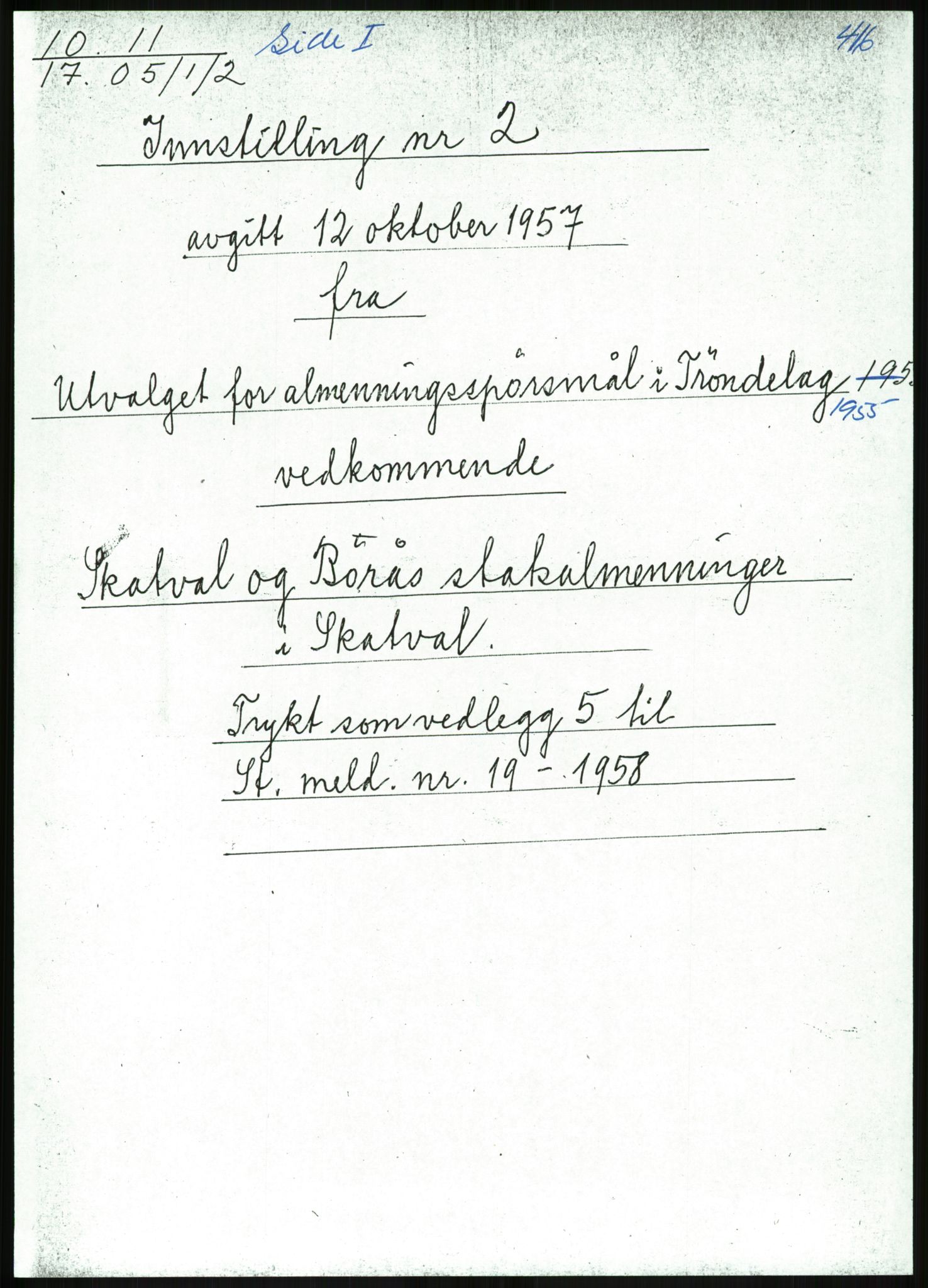 Direktoratet for statens skoger, AV/RA-S-1600/2/E/Eg/L0003: Arkivliste for 10.11-serien. Nord-Trøndelag til Finnmark fylke. Mappenr. 926 - 1505, 1957-1992, p. 15