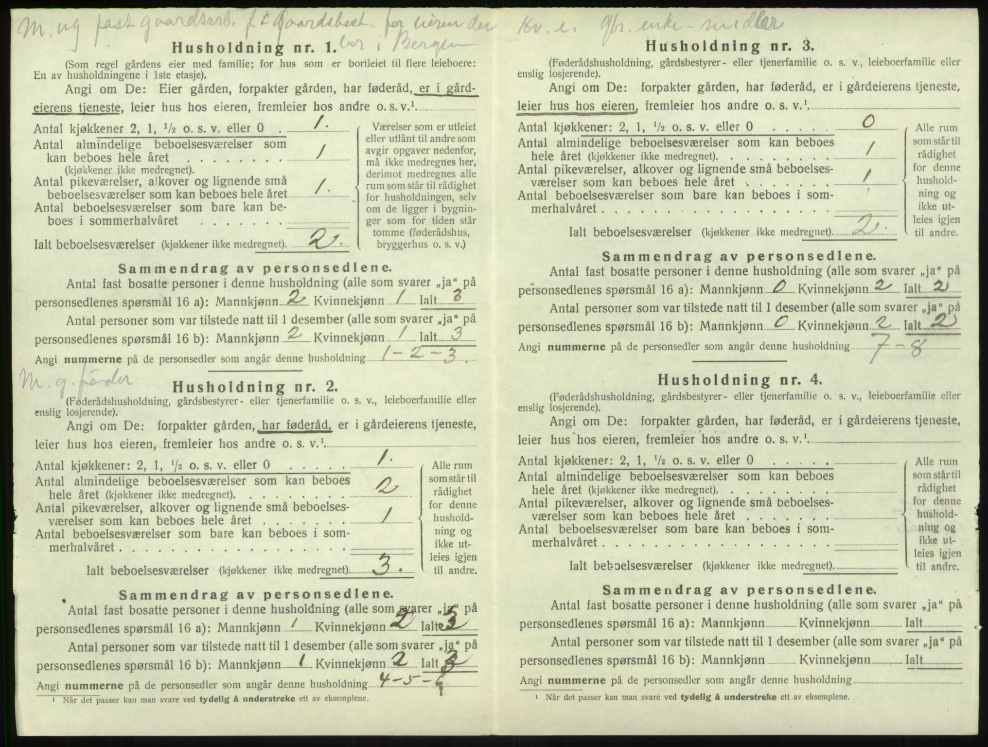 SAB, 1920 census for Vik, 1920, p. 1136