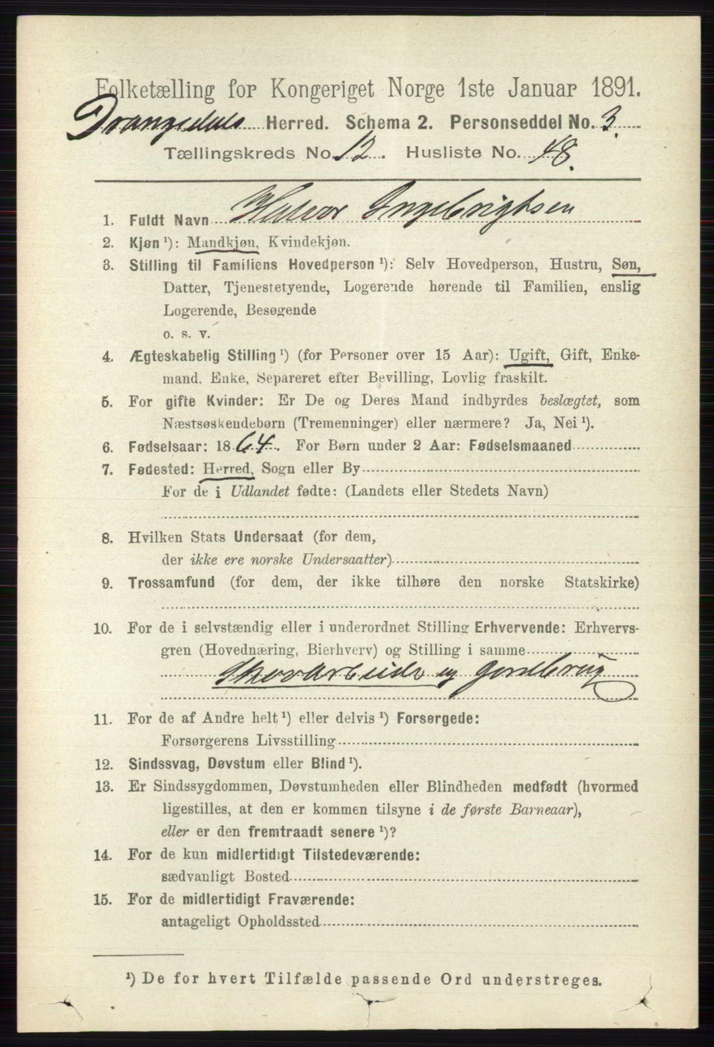 RA, 1891 census for 0817 Drangedal, 1891, p. 4667