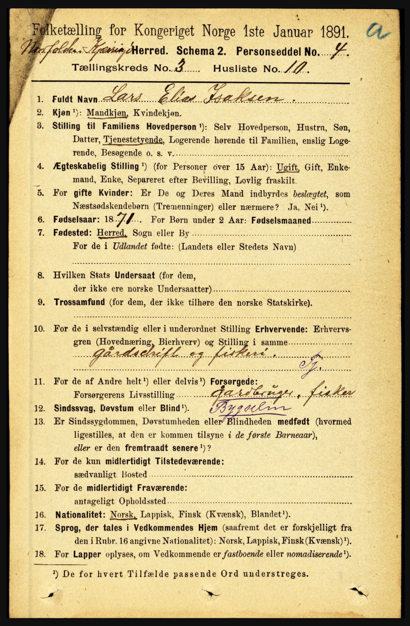 RA, 1891 census for 1846 Nordfold-Kjerringøy, 1891, p. 766