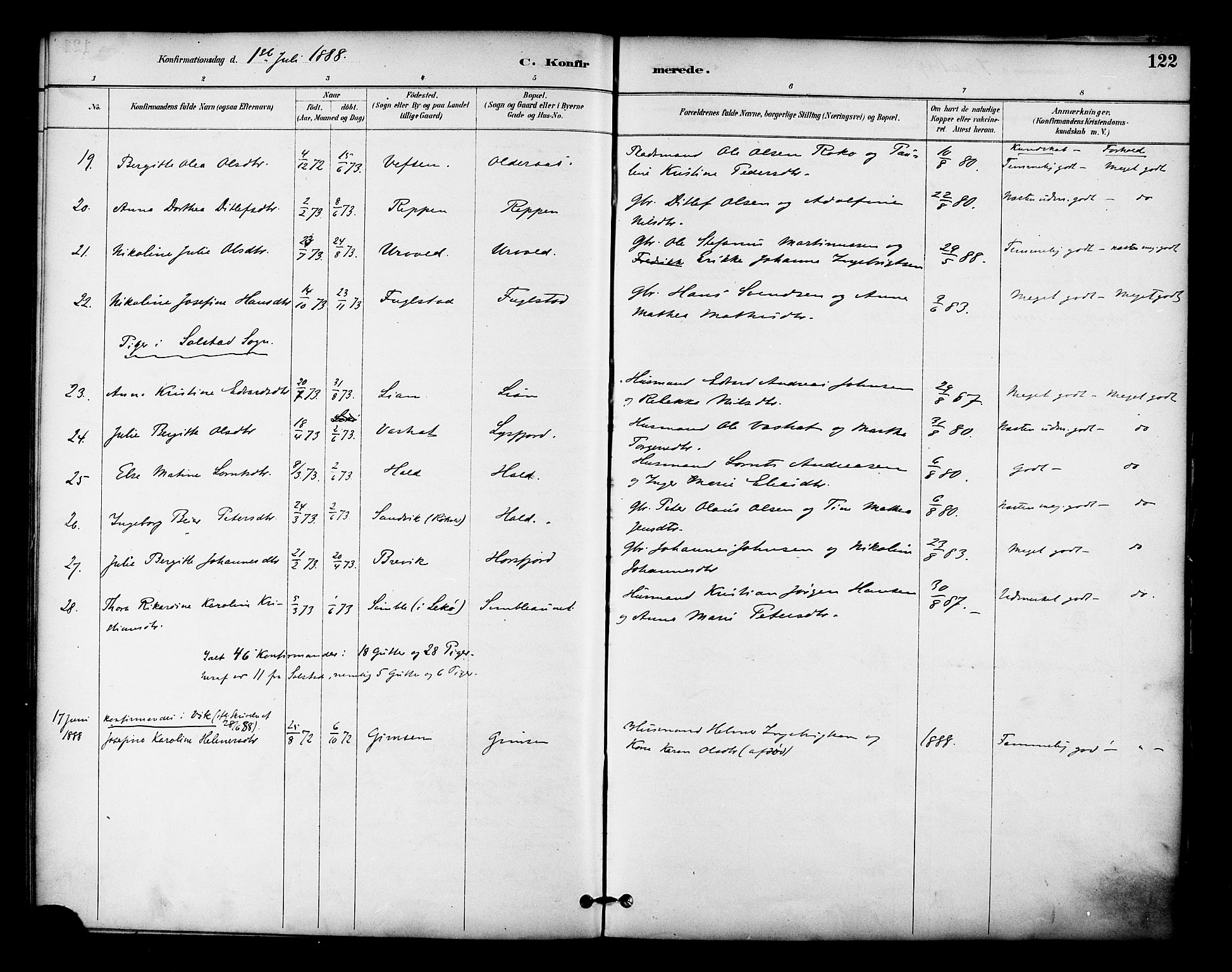 Ministerialprotokoller, klokkerbøker og fødselsregistre - Nordland, SAT/A-1459/810/L0150: Parish register (official) no. 810A10 /1, 1884-1895, p. 122