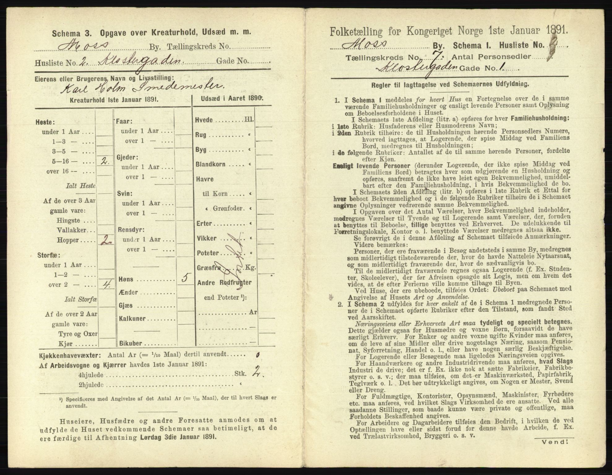 RA, 1891 census for 0104 Moss, 1891, p. 396