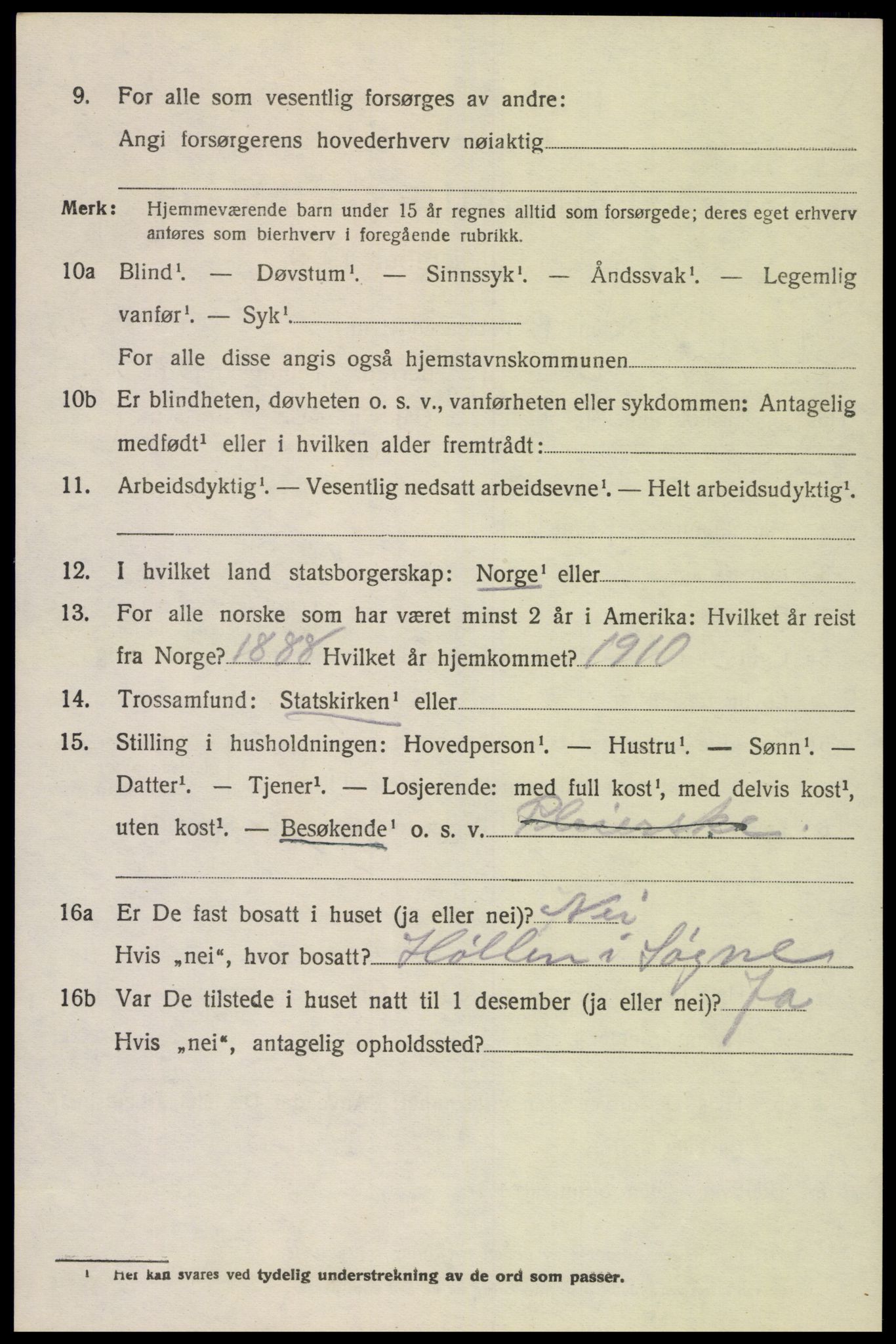 SAK, 1920 census for Søgne, 1920, p. 6668