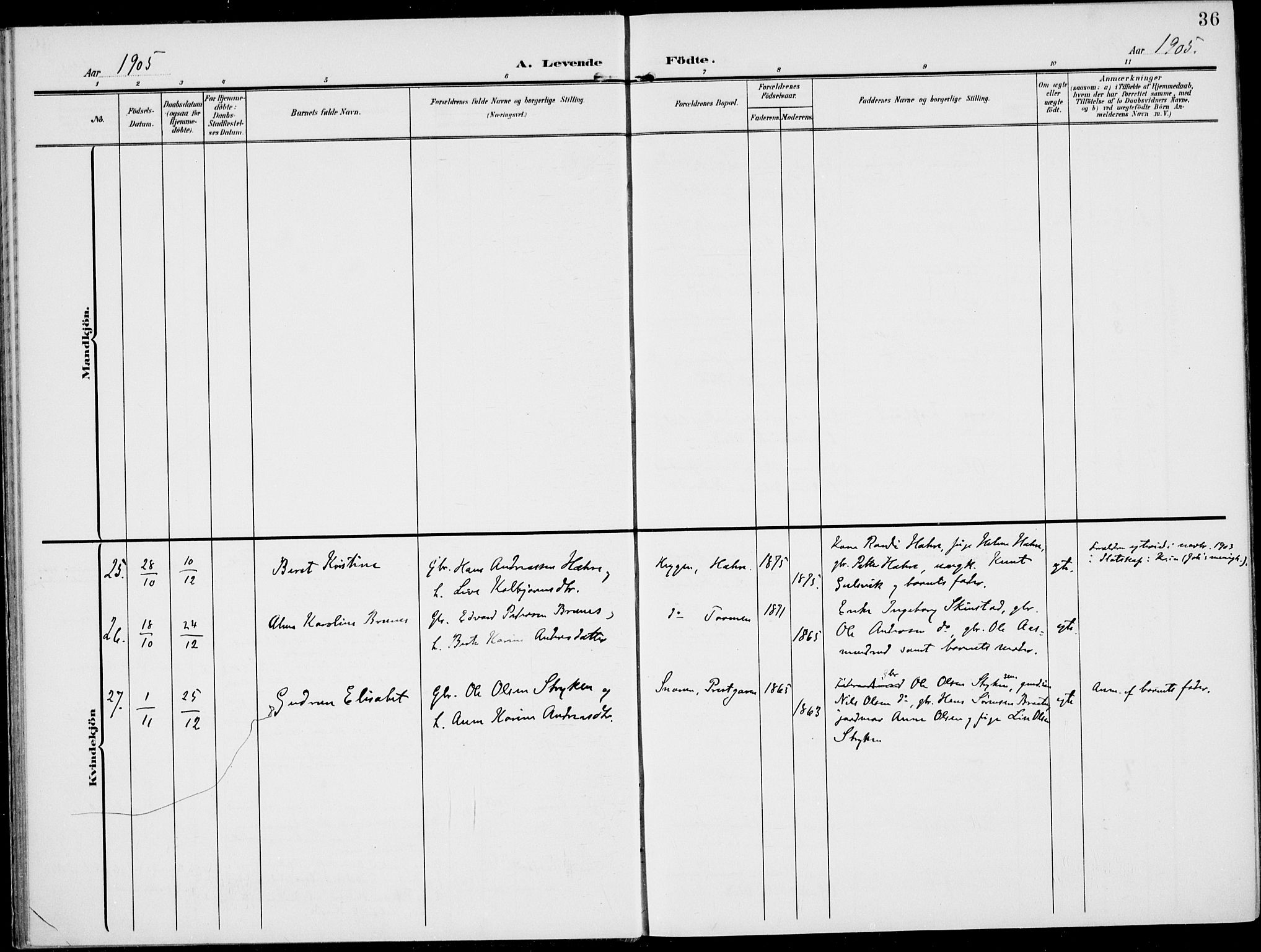 Modum kirkebøker, AV/SAKO-A-234/F/Fa/L0019: Parish register (official) no. 19, 1890-1914, p. 36