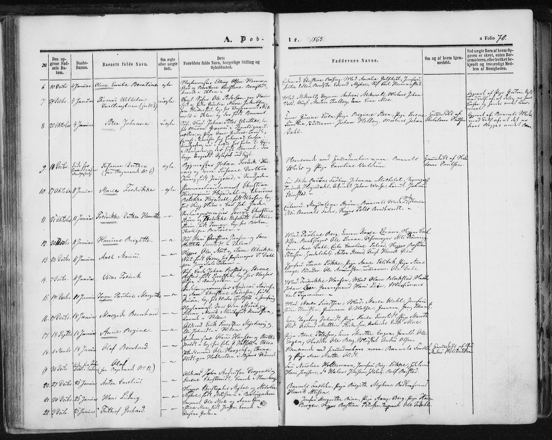 Ministerialprotokoller, klokkerbøker og fødselsregistre - Sør-Trøndelag, SAT/A-1456/602/L0115: Parish register (official) no. 602A13, 1860-1872, p. 70