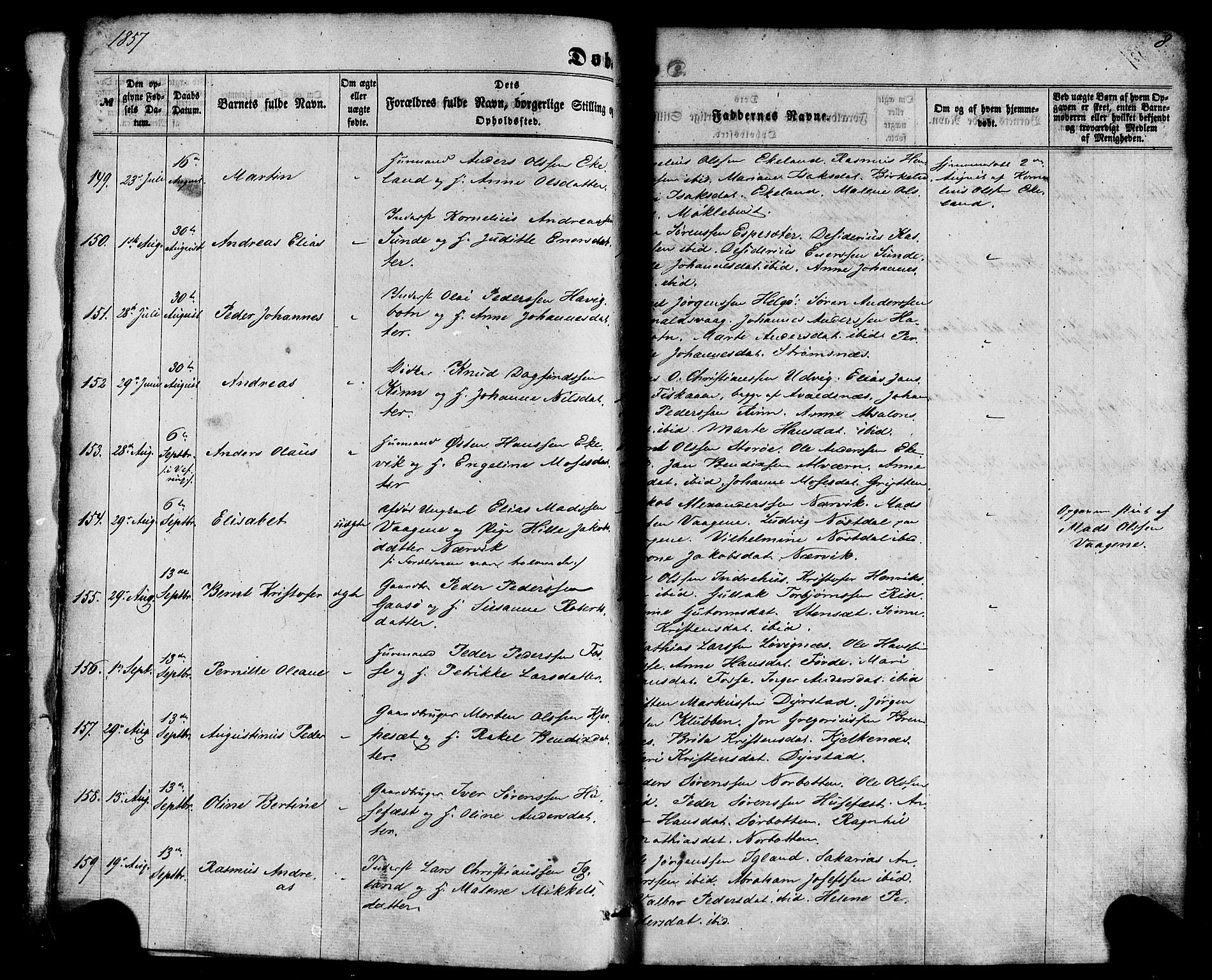 Kinn sokneprestembete, AV/SAB-A-80801/H/Haa/Haaa/L0006: Parish register (official) no. A 6, 1857-1885, p. 8