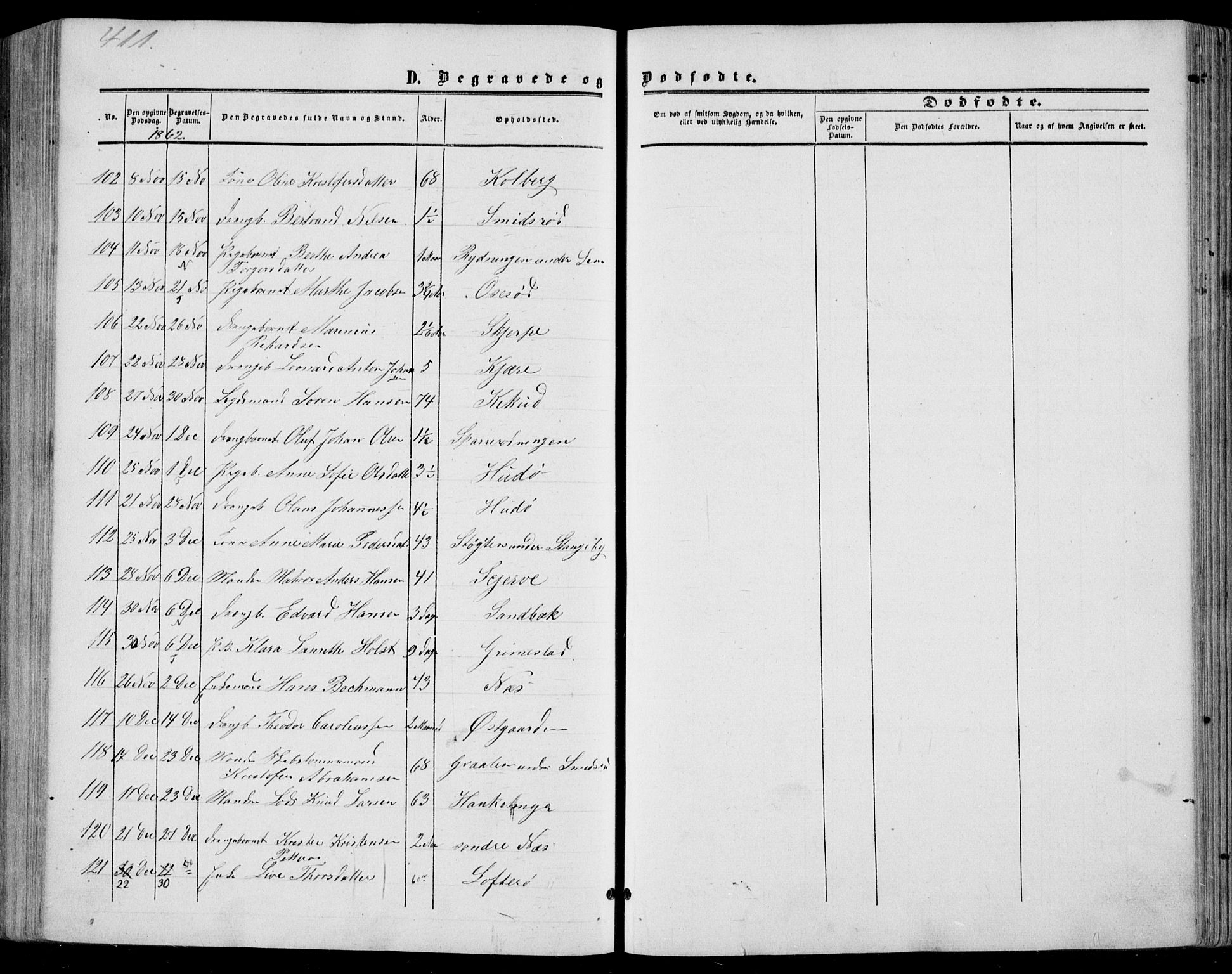 Nøtterøy kirkebøker, AV/SAKO-A-354/F/Fa/L0006: Parish register (official) no. I 6, 1852-1864, p. 411