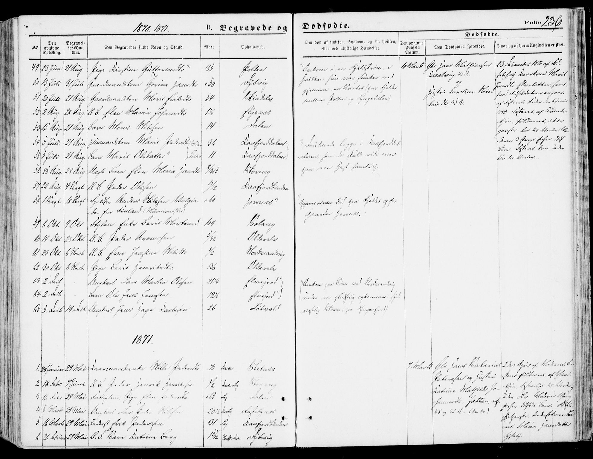 Lyngen sokneprestembete, AV/SATØ-S-1289/H/He/Hea/L0006kirke: Parish register (official) no. 6, 1870-1878, p. 236