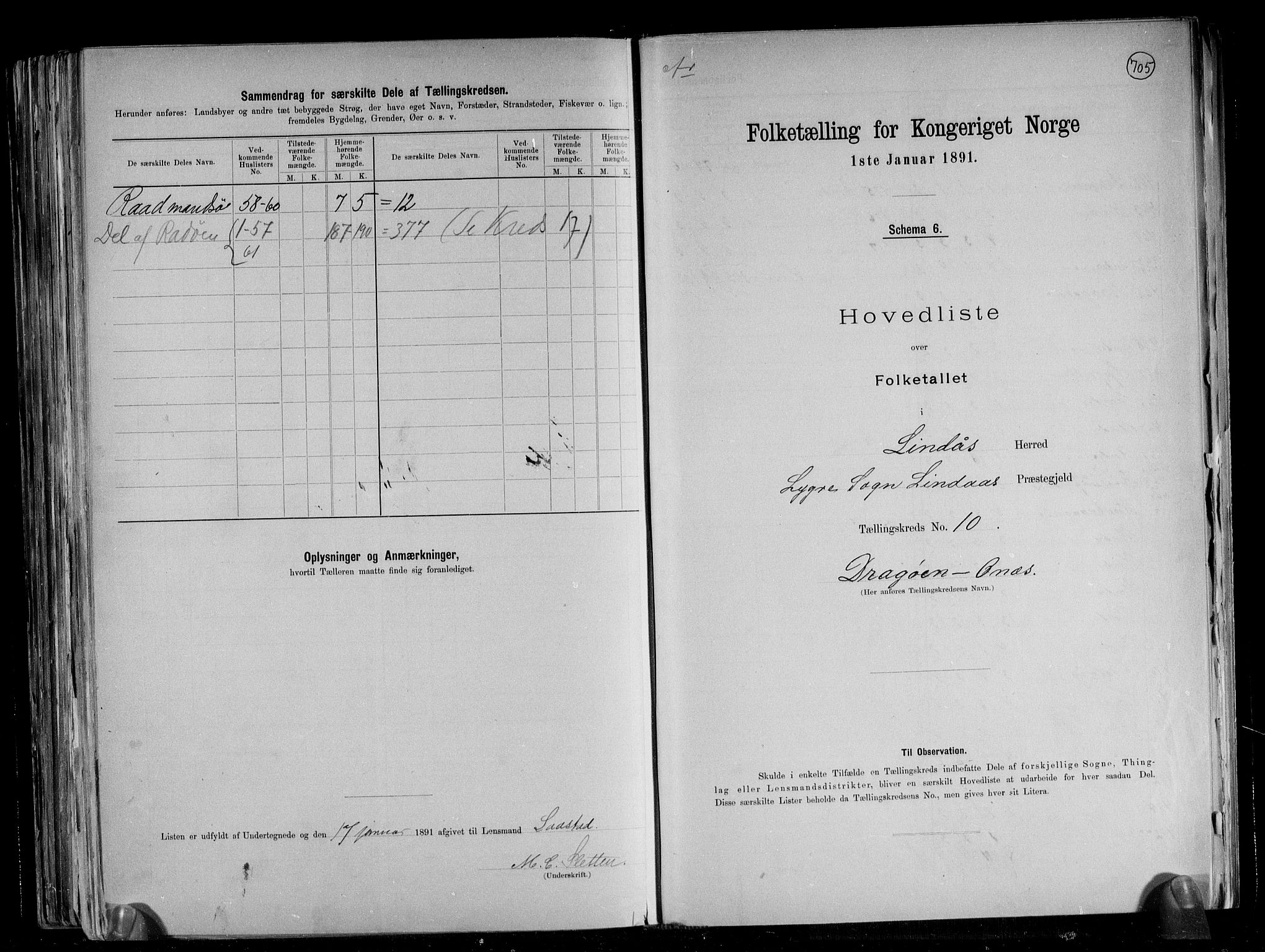 RA, 1891 census for 1263 Lindås, 1891, p. 23