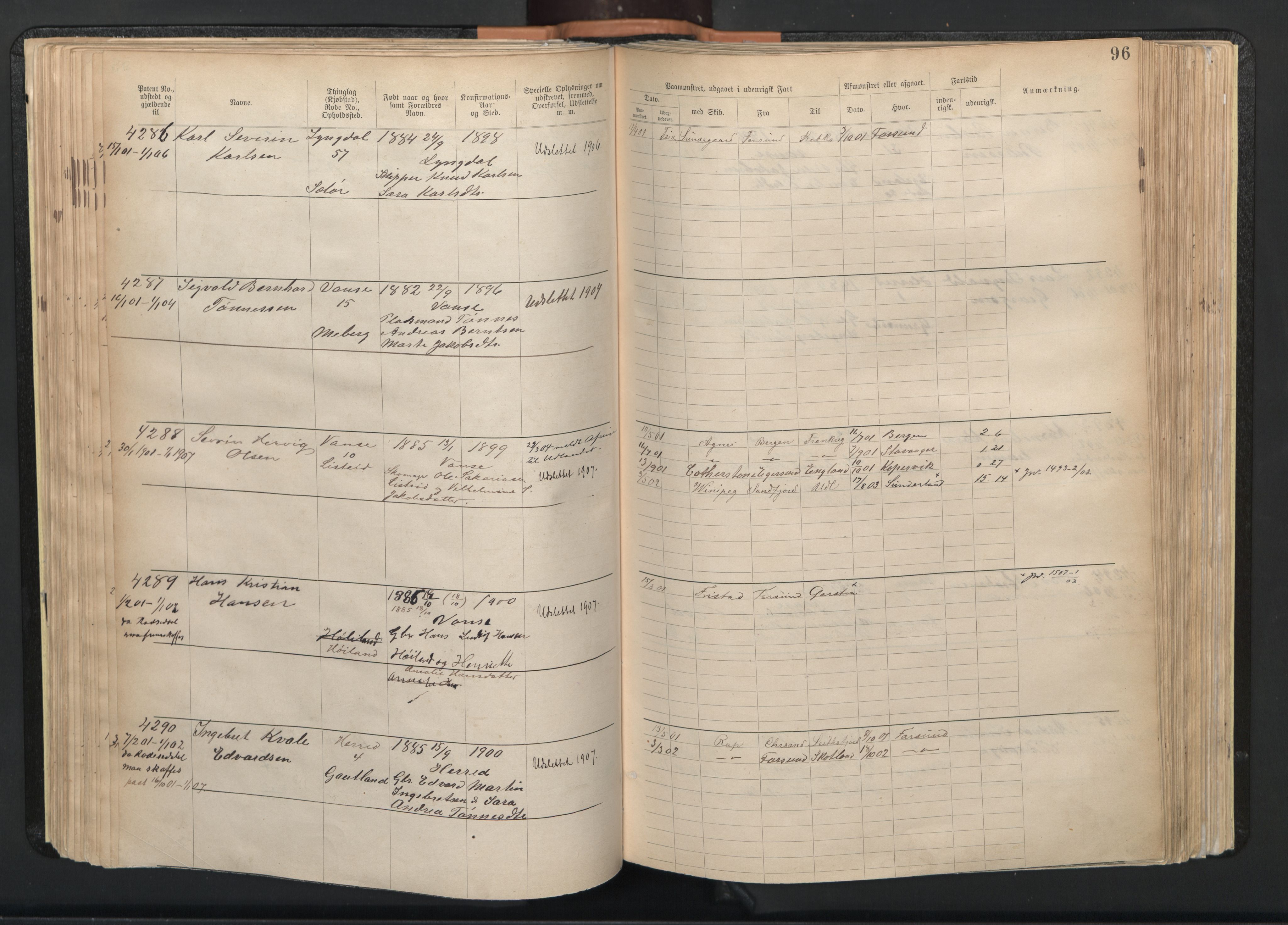 Farsund mønstringskrets, SAK/2031-0017/F/Fa/L0003: Annotasjonsrulle nr 3816-5304 med register, M-3, 1894-1948, p. 127