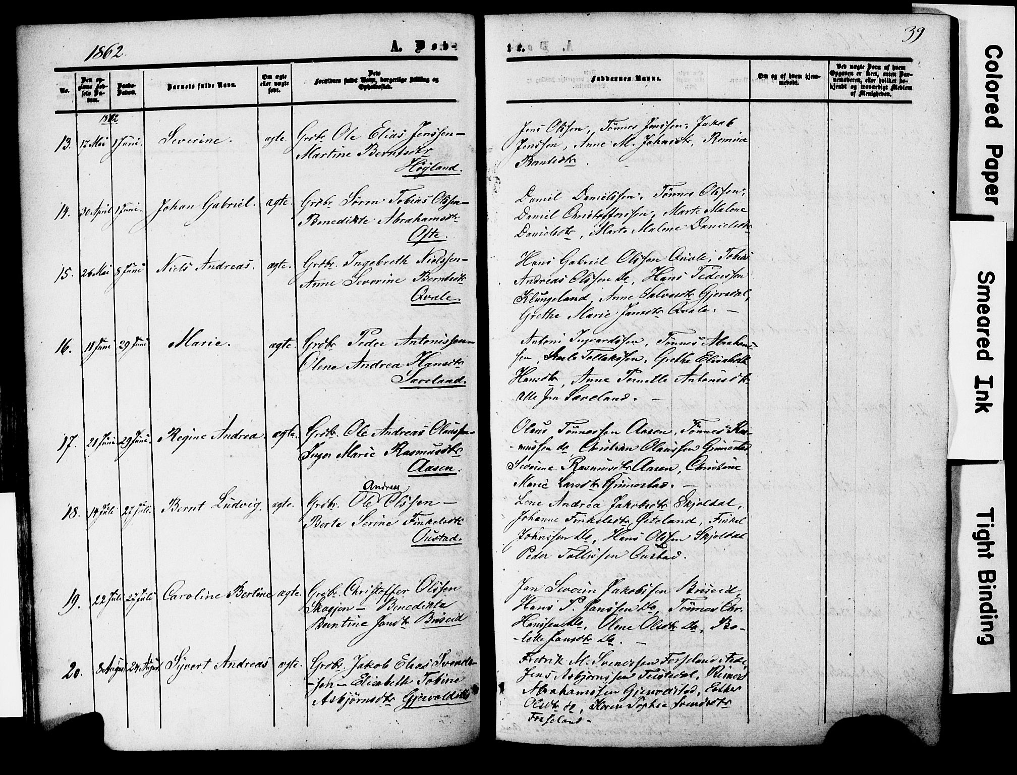 Herad sokneprestkontor, SAK/1111-0018/F/Fa/Faa/L0005: Parish register (official) no. A 5, 1853-1886, p. 39