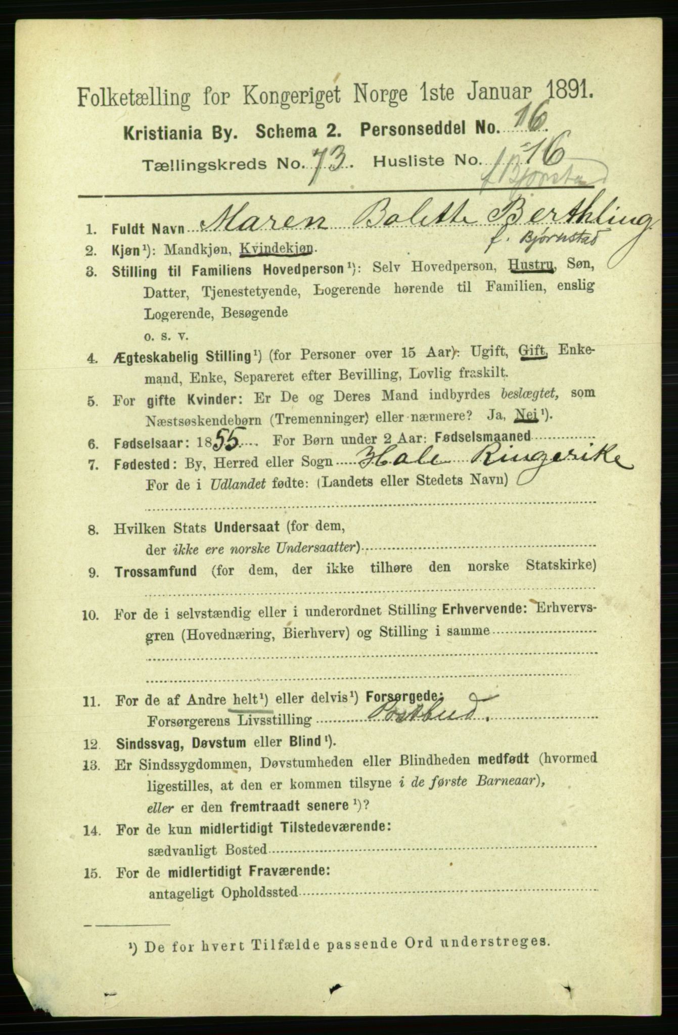 RA, 1891 census for 0301 Kristiania, 1891, p. 39594