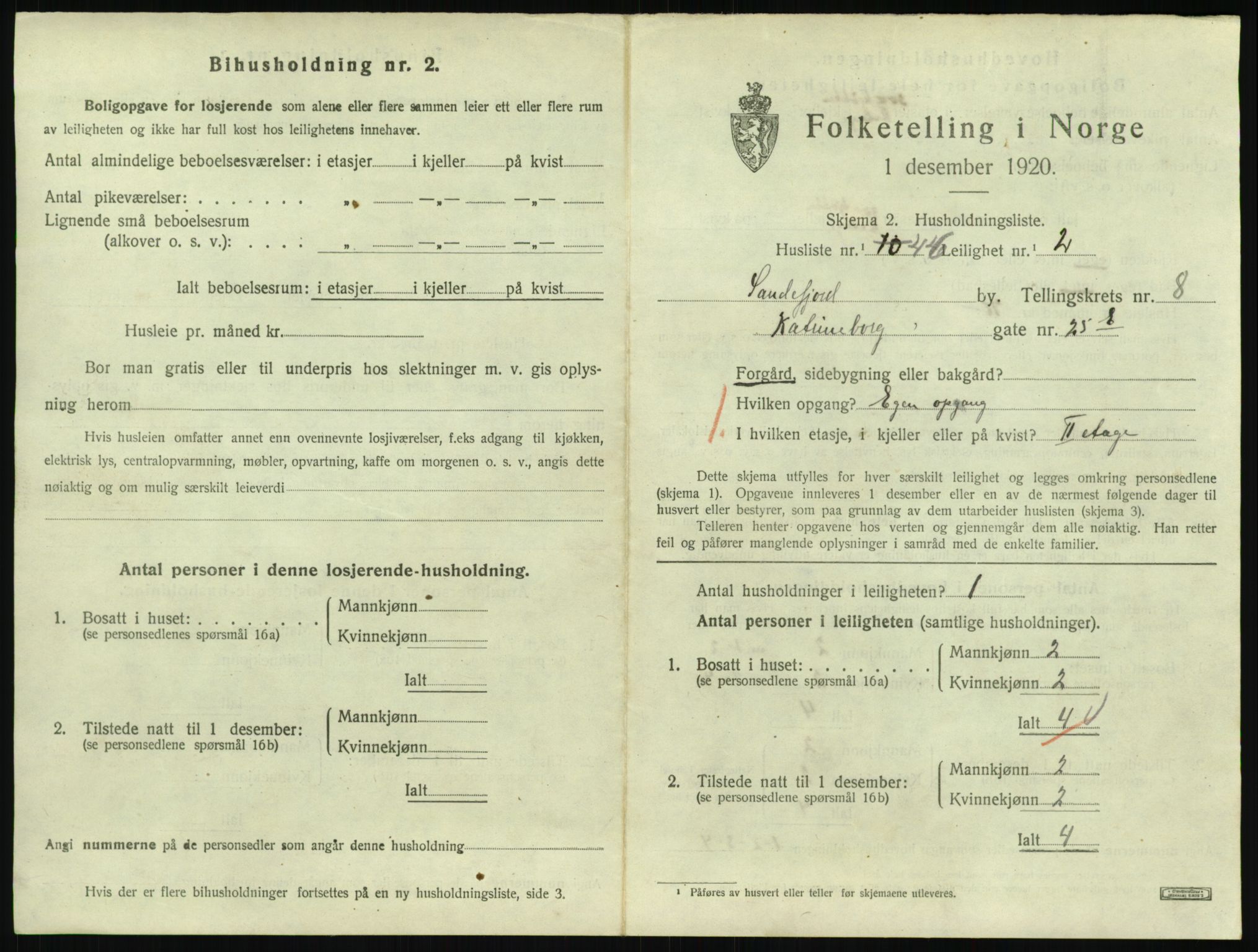 SAKO, 1920 census for Sandefjord, 1920, p. 3402