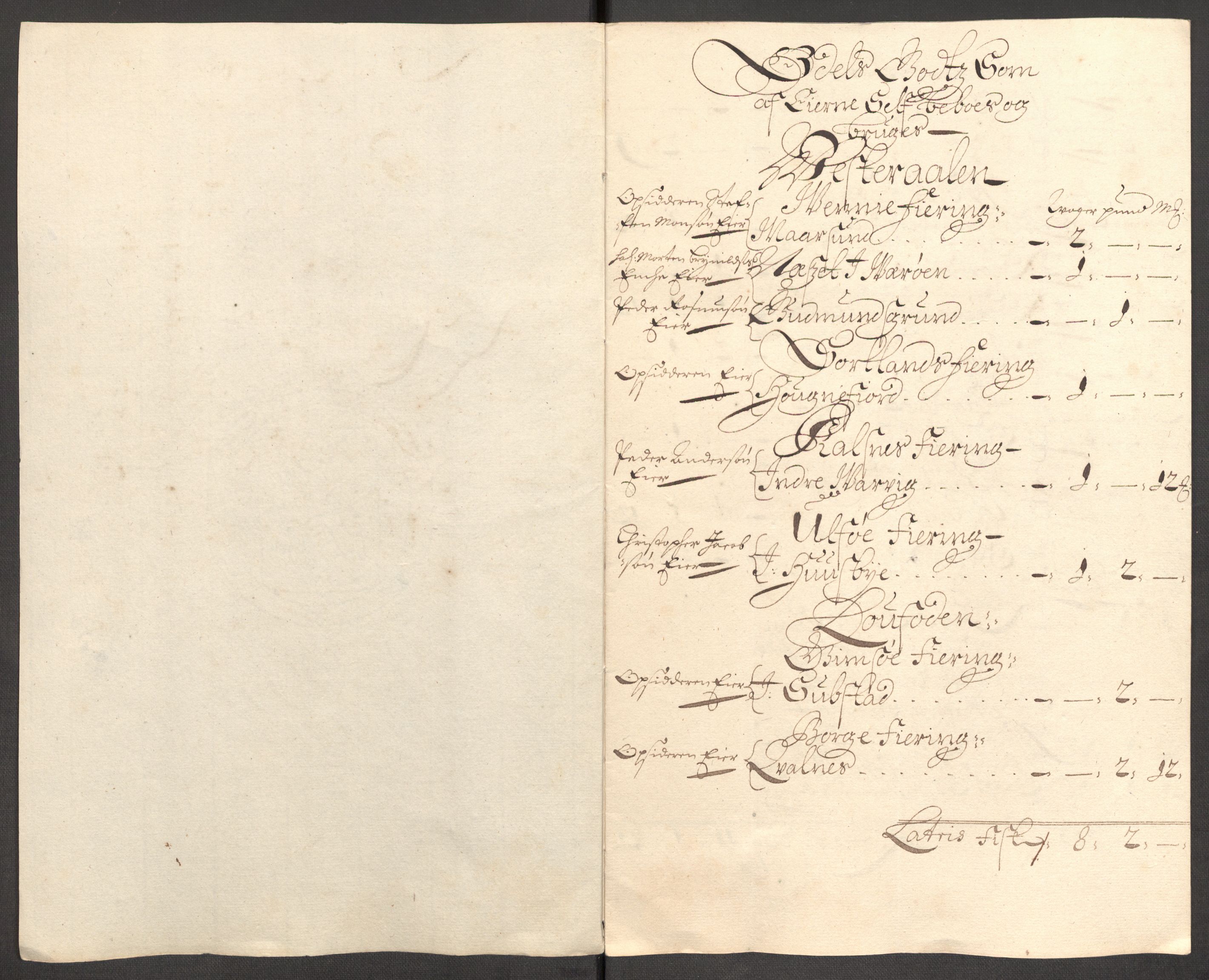 Rentekammeret inntil 1814, Reviderte regnskaper, Fogderegnskap, AV/RA-EA-4092/R67/L4678: Fogderegnskap Vesterålen, Andenes og Lofoten, 1696-1708, p. 285