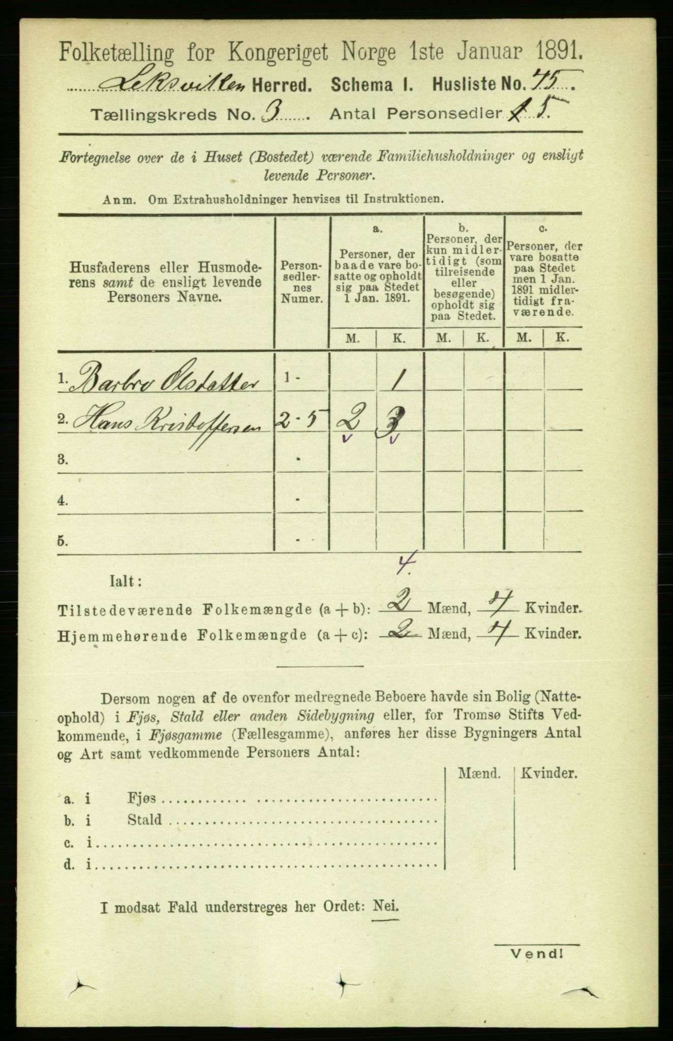 RA, 1891 census for 1718 Leksvik, 1891, p. 1136