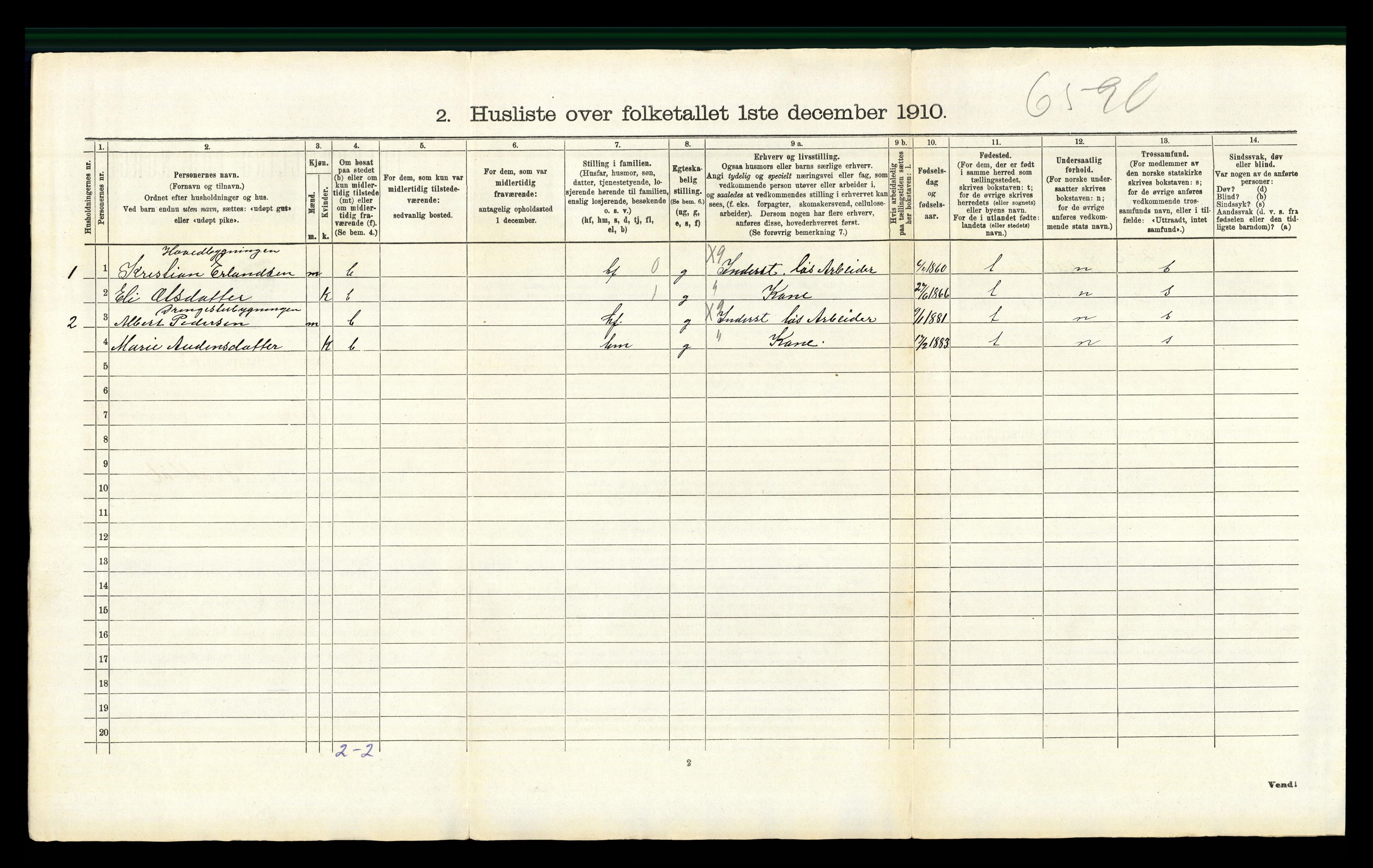 RA, 1910 census for Vinger, 1910, p. 1434