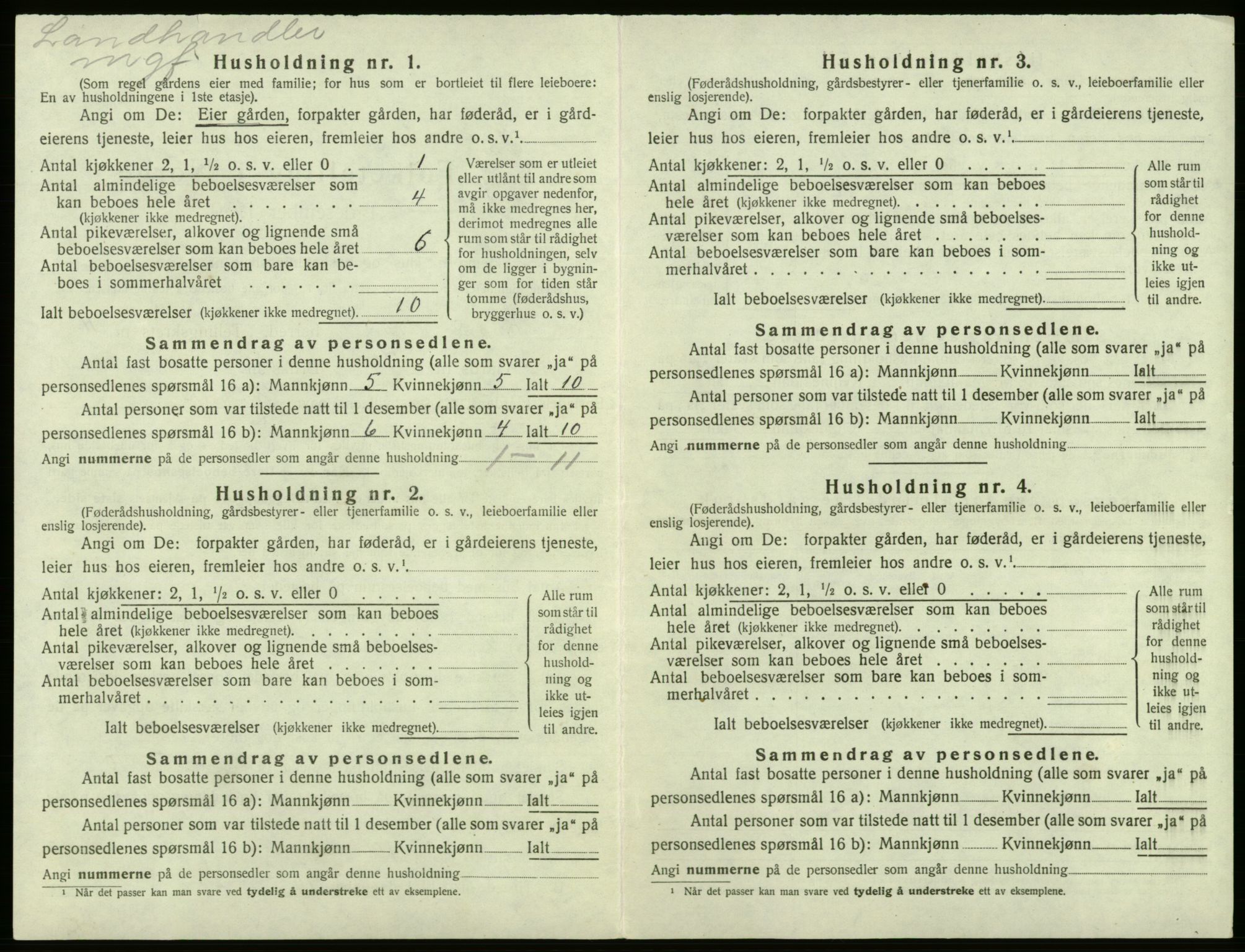 SAB, 1920 census for Kvam, 1920, p. 1264