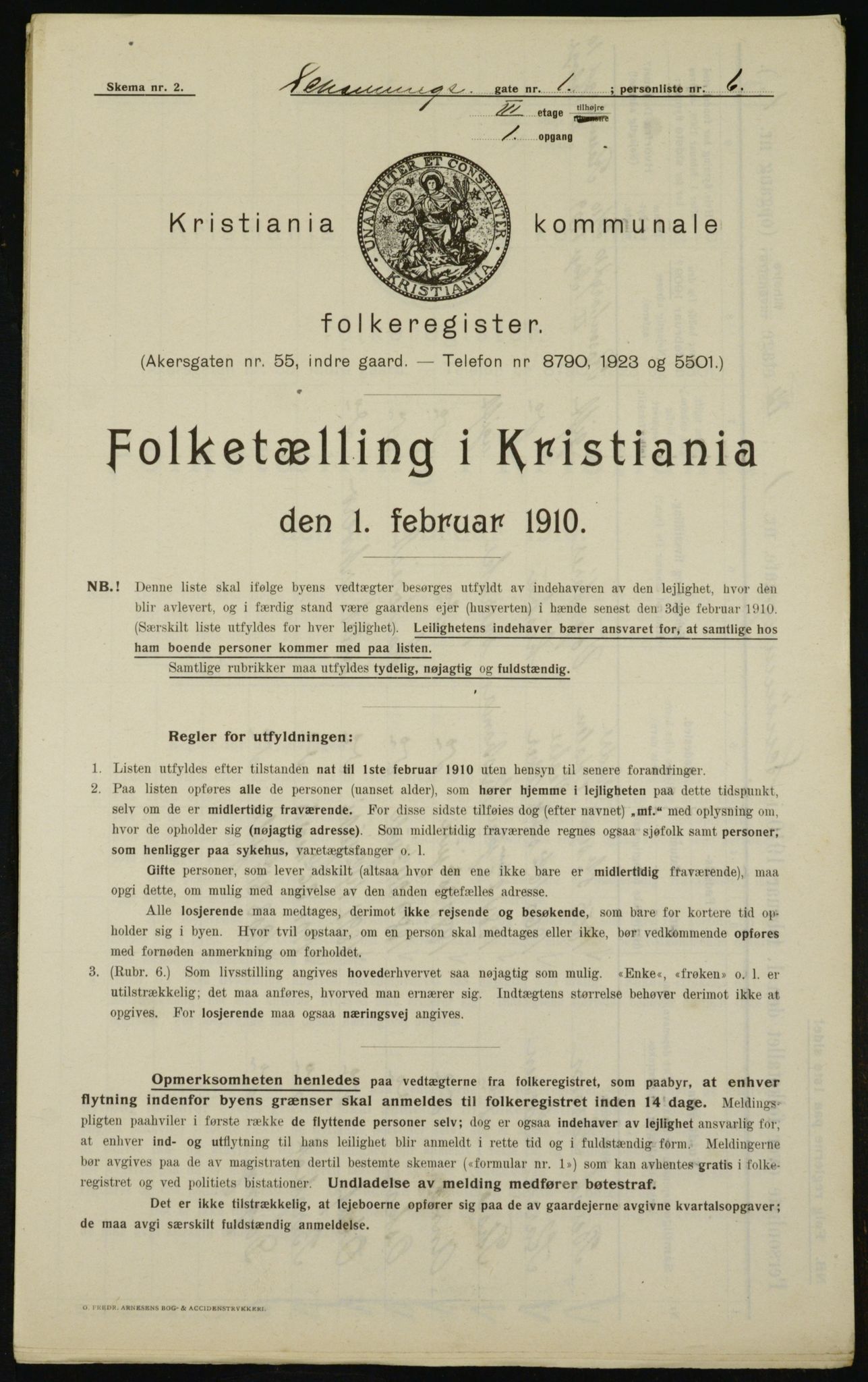 OBA, Municipal Census 1910 for Kristiania, 1910, p. 89145