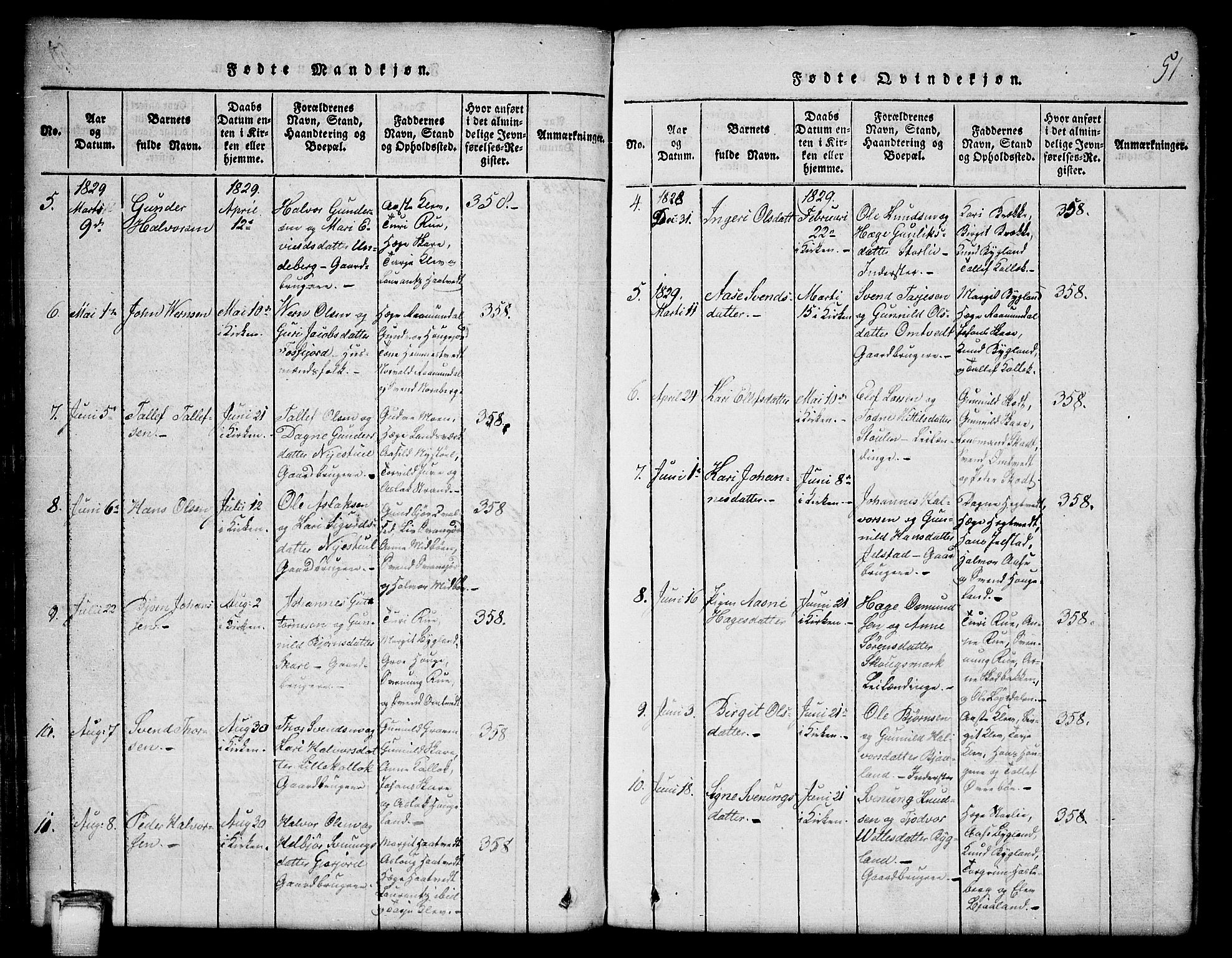 Kviteseid kirkebøker, SAKO/A-276/G/Gb/L0001: Parish register (copy) no. II 1, 1815-1842, p. 51