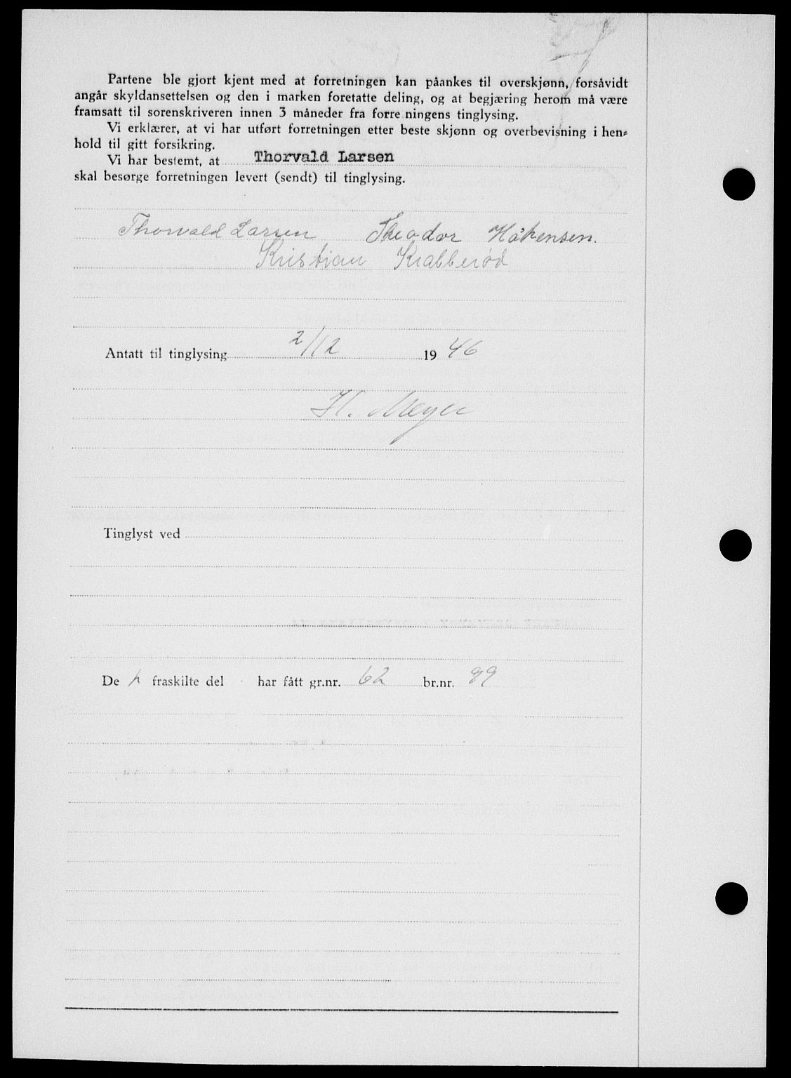 Onsøy sorenskriveri, SAO/A-10474/G/Ga/Gab/L0018: Mortgage book no. II A-18, 1946-1947, Diary no: : 3094/1946