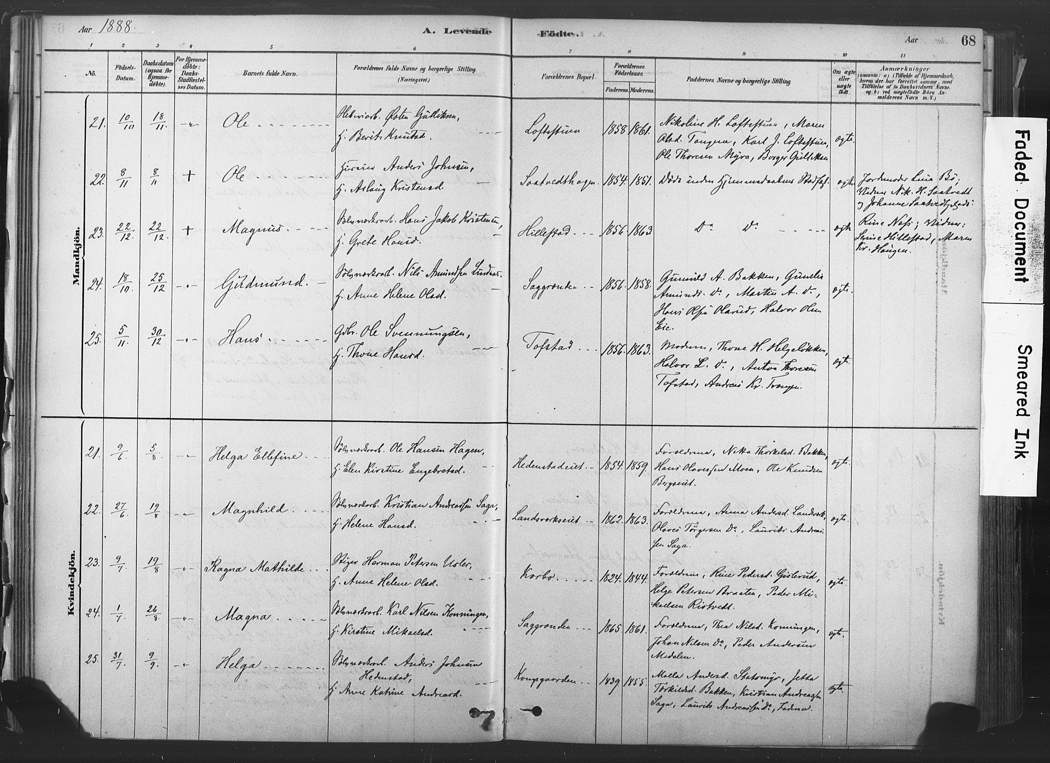 Sandsvær kirkebøker, AV/SAKO-A-244/F/Fd/L0001: Parish register (official) no. IV 1, 1878-1906, p. 68