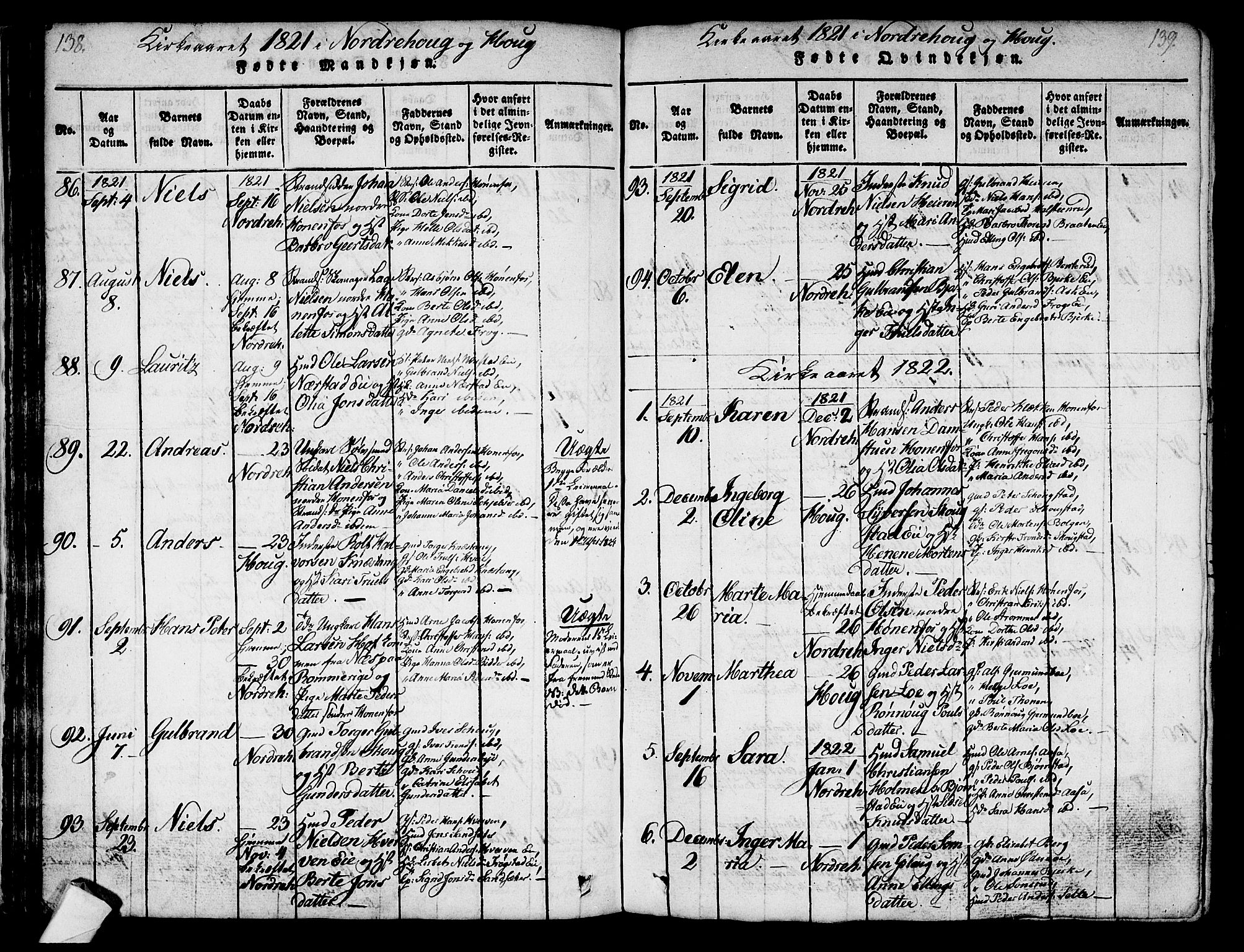 Norderhov kirkebøker, AV/SAKO-A-237/G/Ga/L0003: Parish register (copy) no. I 3 /1, 1814-1876, p. 138-139