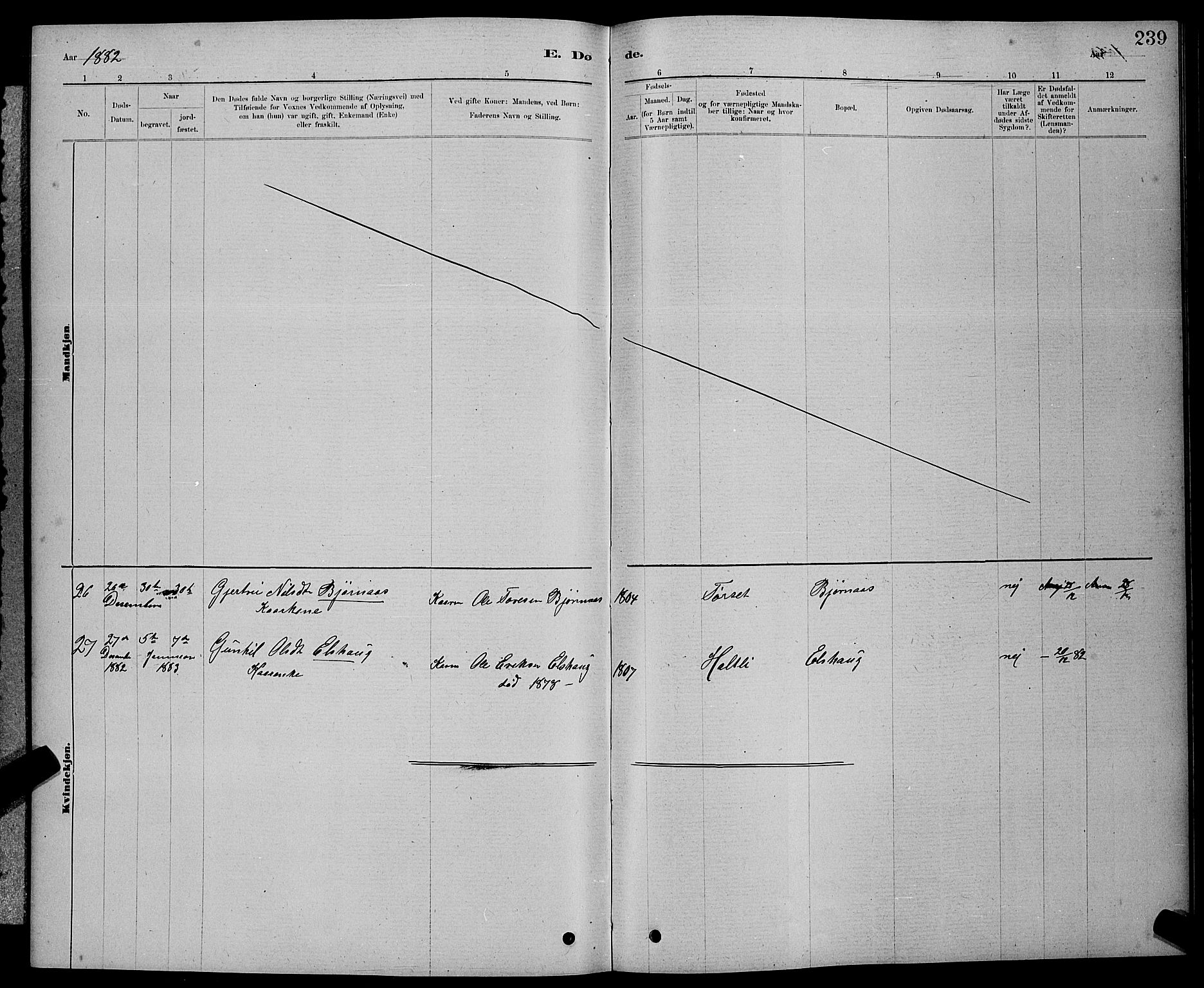 Ministerialprotokoller, klokkerbøker og fødselsregistre - Møre og Romsdal, AV/SAT-A-1454/598/L1077: Parish register (copy) no. 598C02, 1879-1891, p. 239