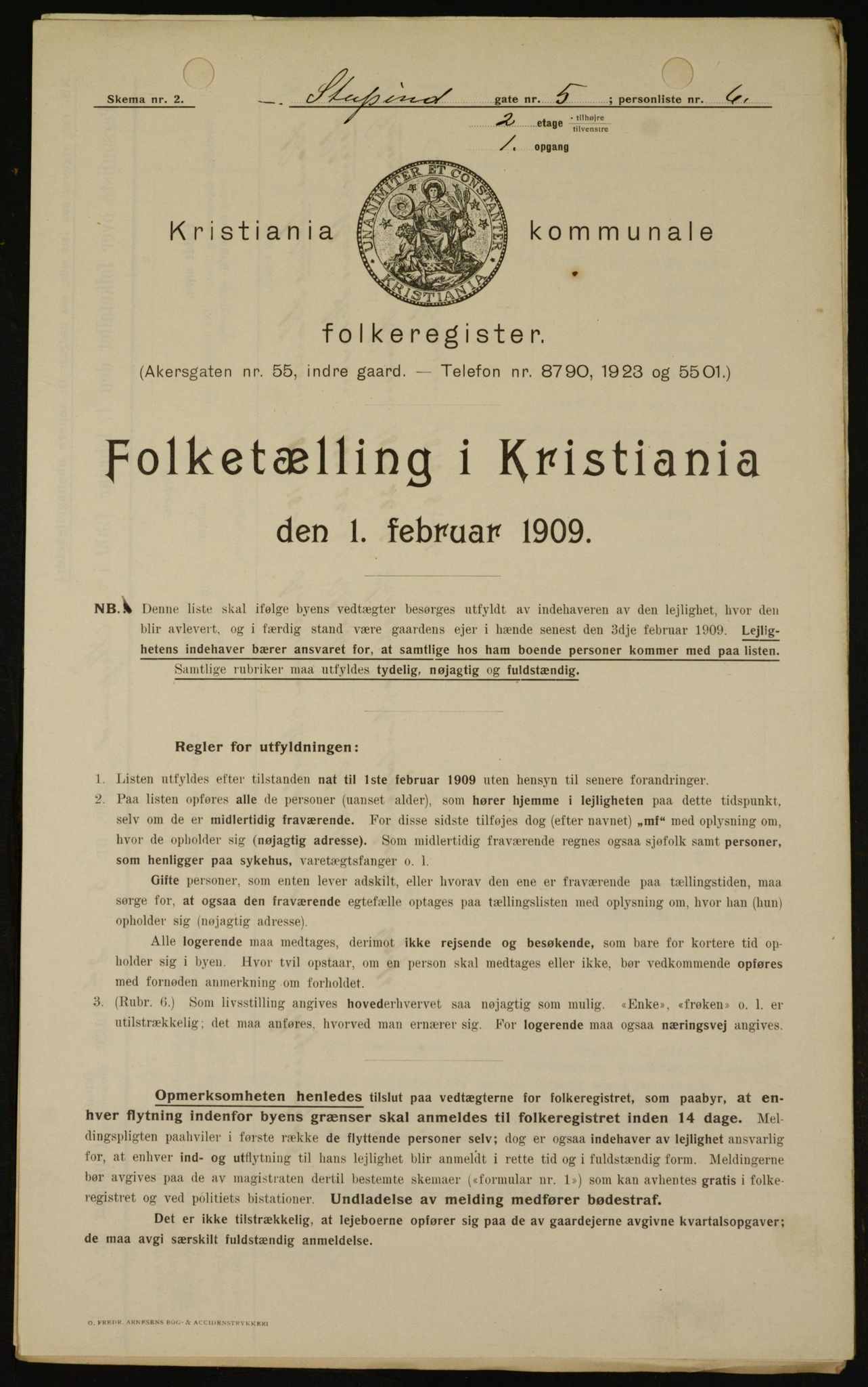 OBA, Municipal Census 1909 for Kristiania, 1909, p. 94591