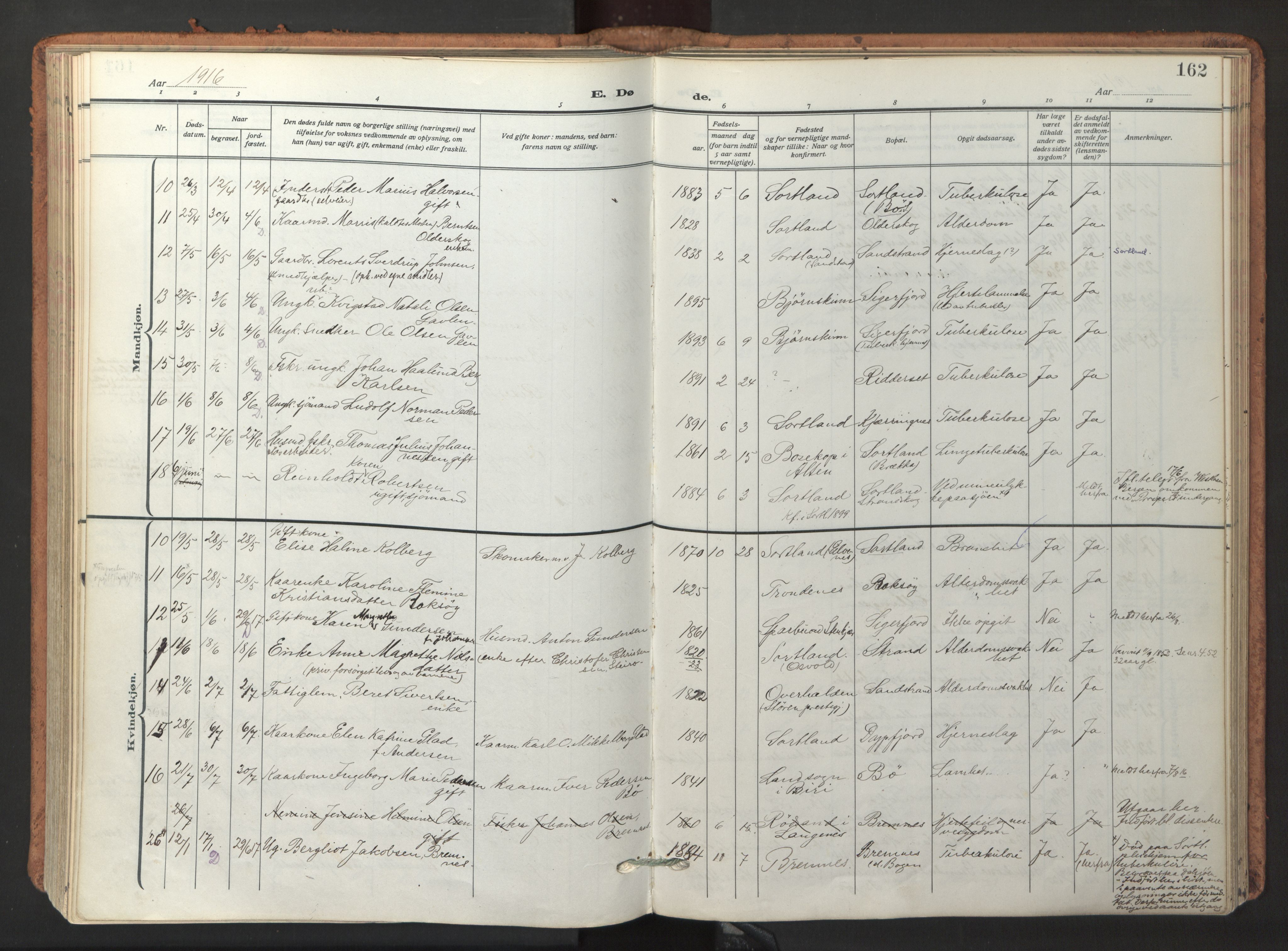 Ministerialprotokoller, klokkerbøker og fødselsregistre - Nordland, AV/SAT-A-1459/895/L1374: Parish register (official) no. 895A09, 1915-1925, p. 162