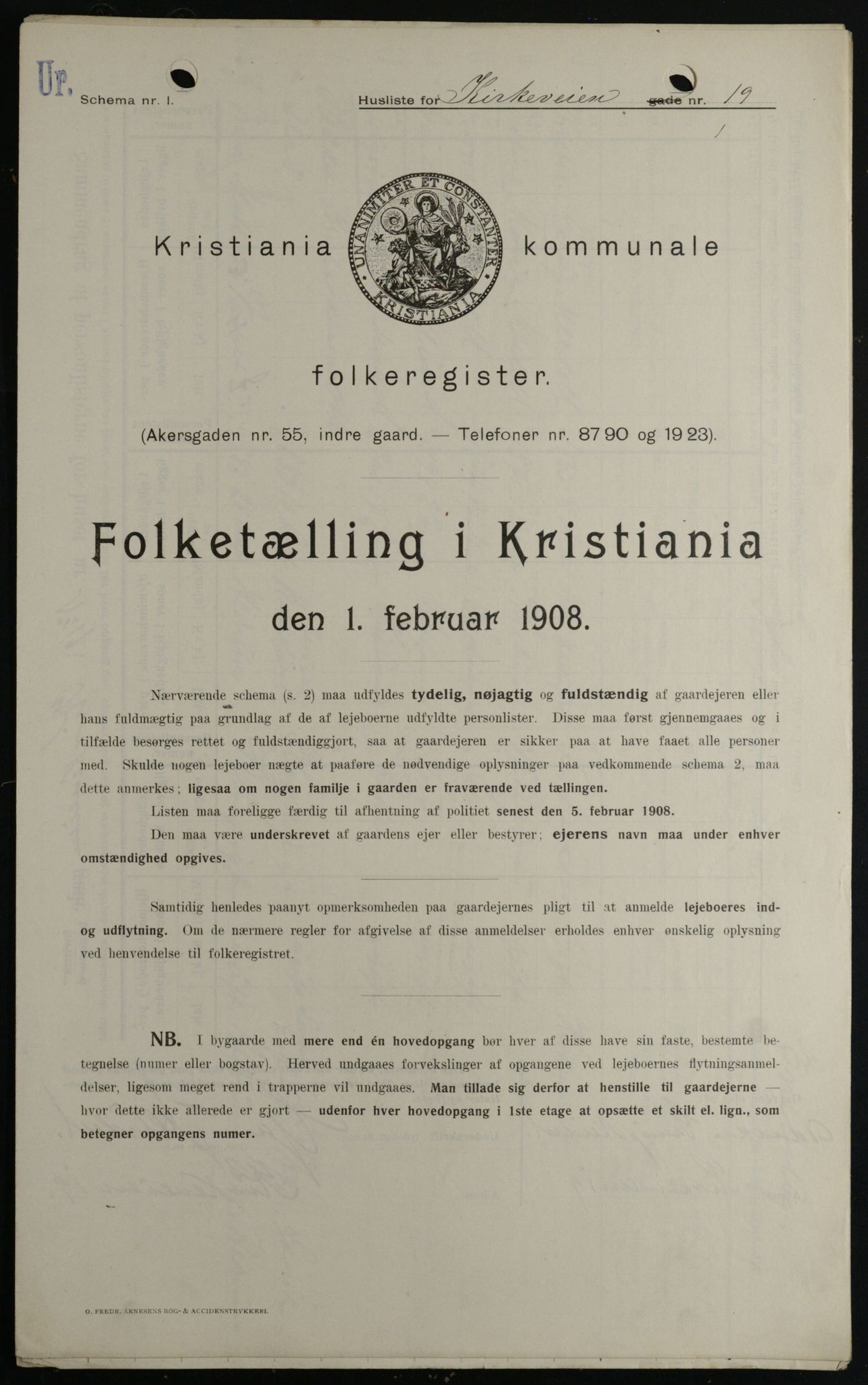 OBA, Municipal Census 1908 for Kristiania, 1908, p. 45603