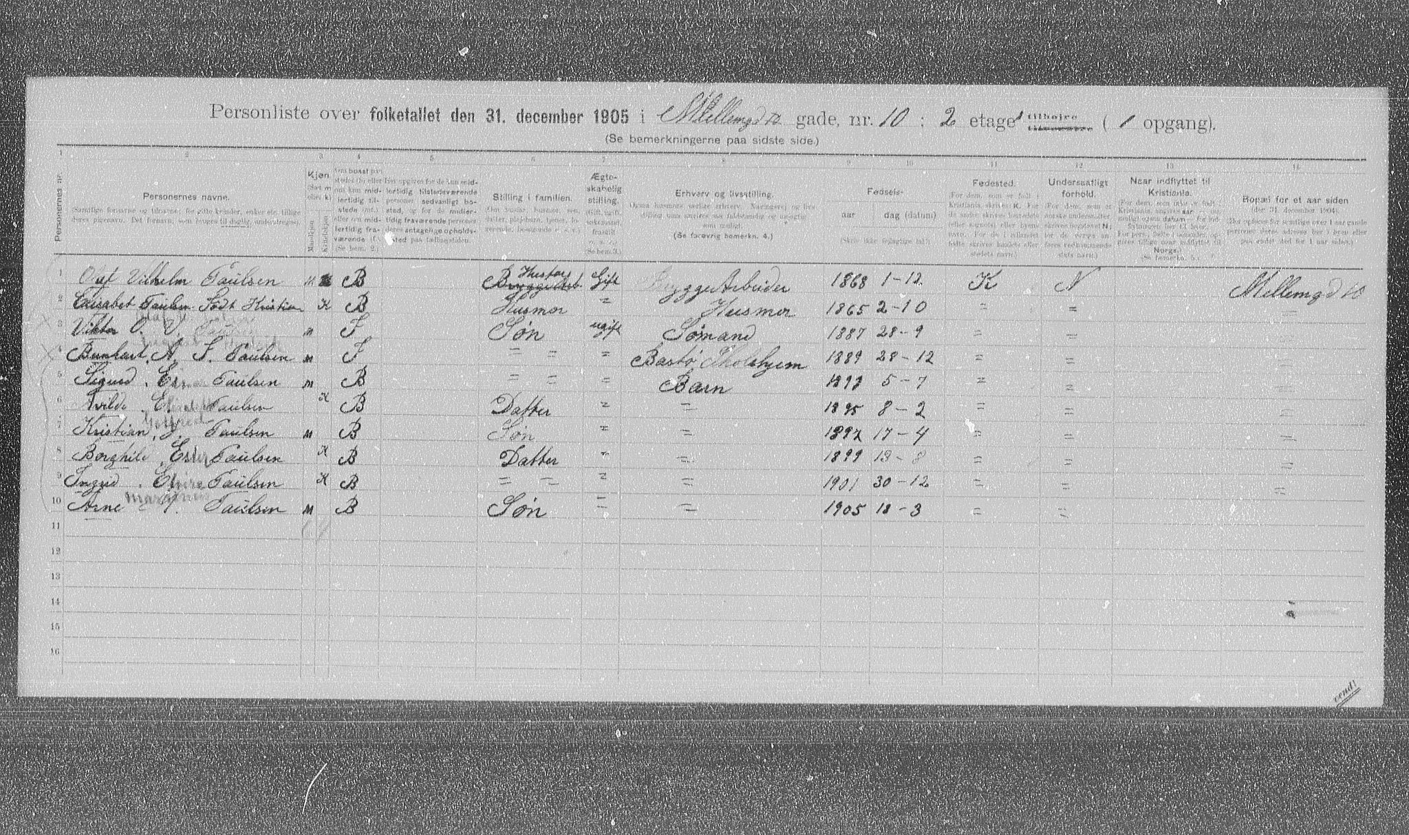 OBA, Municipal Census 1905 for Kristiania, 1905, p. 34219