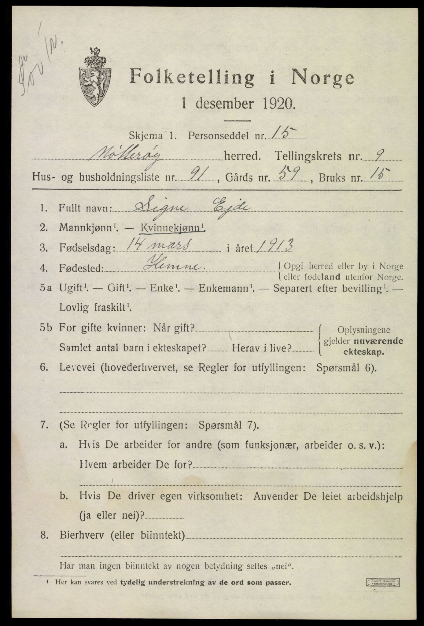 SAKO, 1920 census for Nøtterøy, 1920, p. 12335