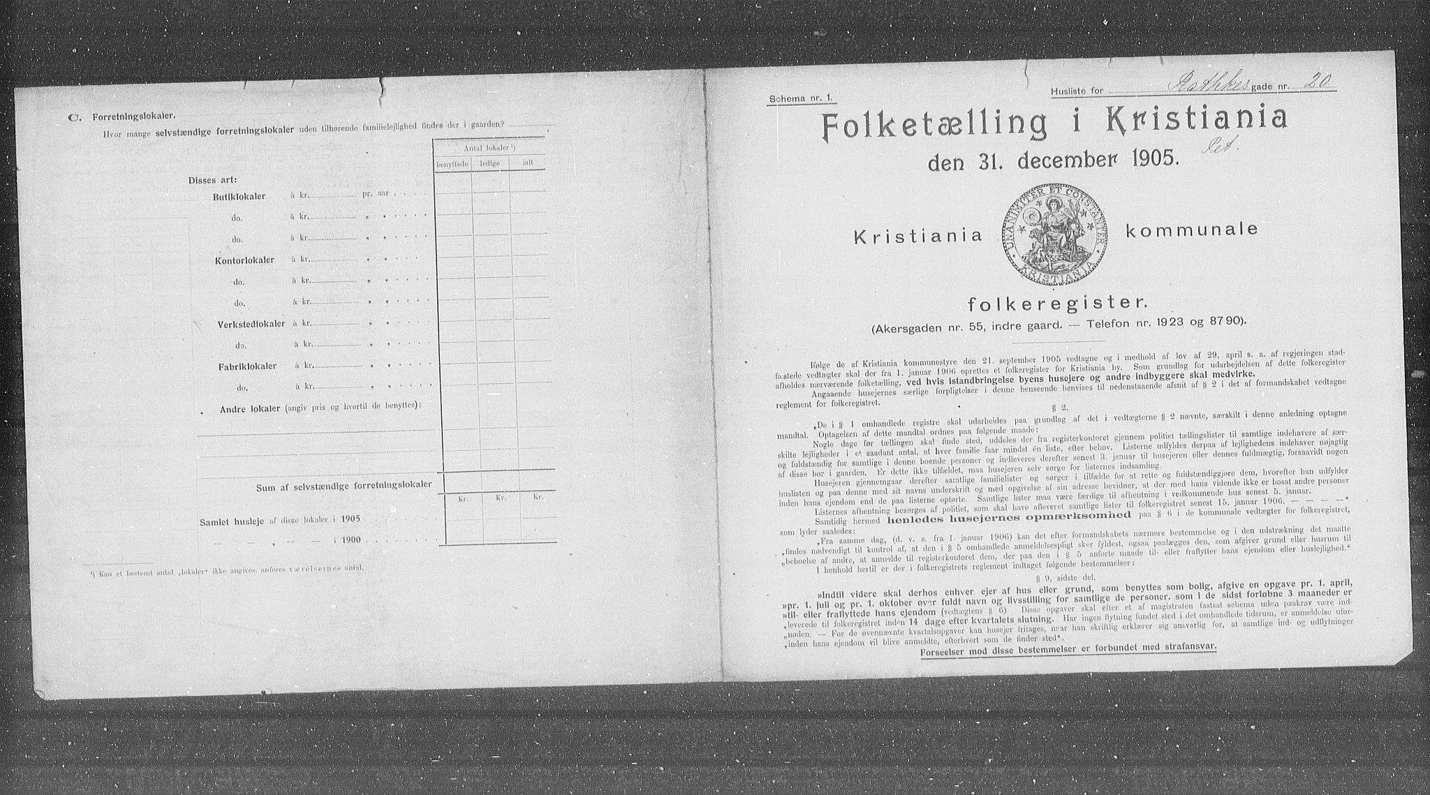 OBA, Municipal Census 1905 for Kristiania, 1905, p. 43319